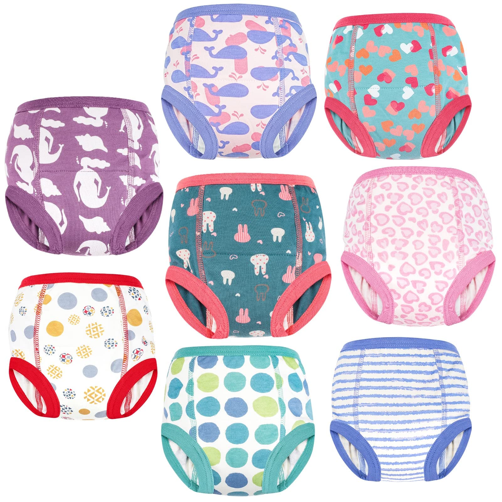 MooMoo Baby Training Pants 8 Pack Cotton Thick Potty Training Underwear for Toddler Girls 3T