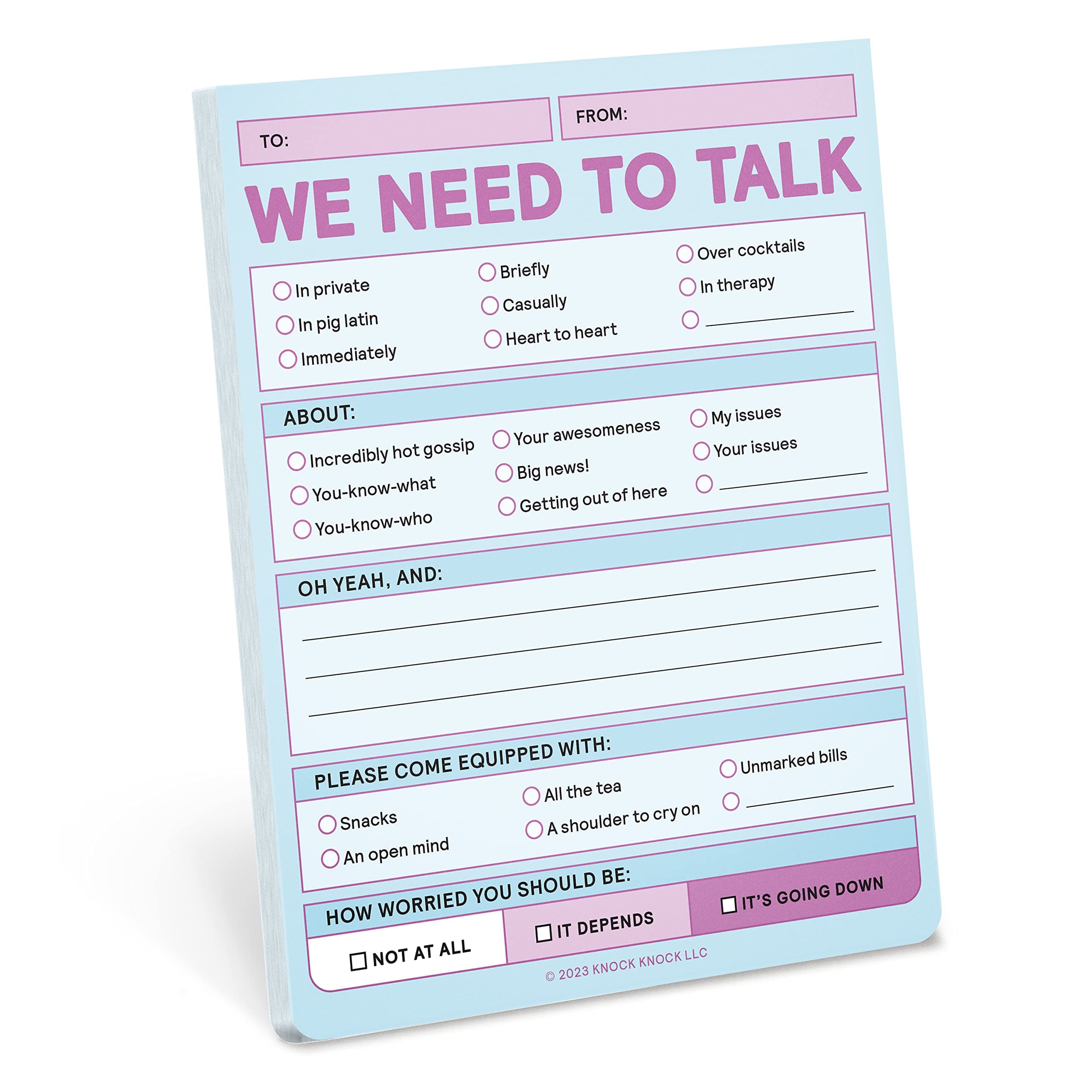 Knock Knock 1-Count We Need To Talk Nifty Note Memo Notepads, Checklist Memo Pads, 4 x 5.25-inches each (Pastel)