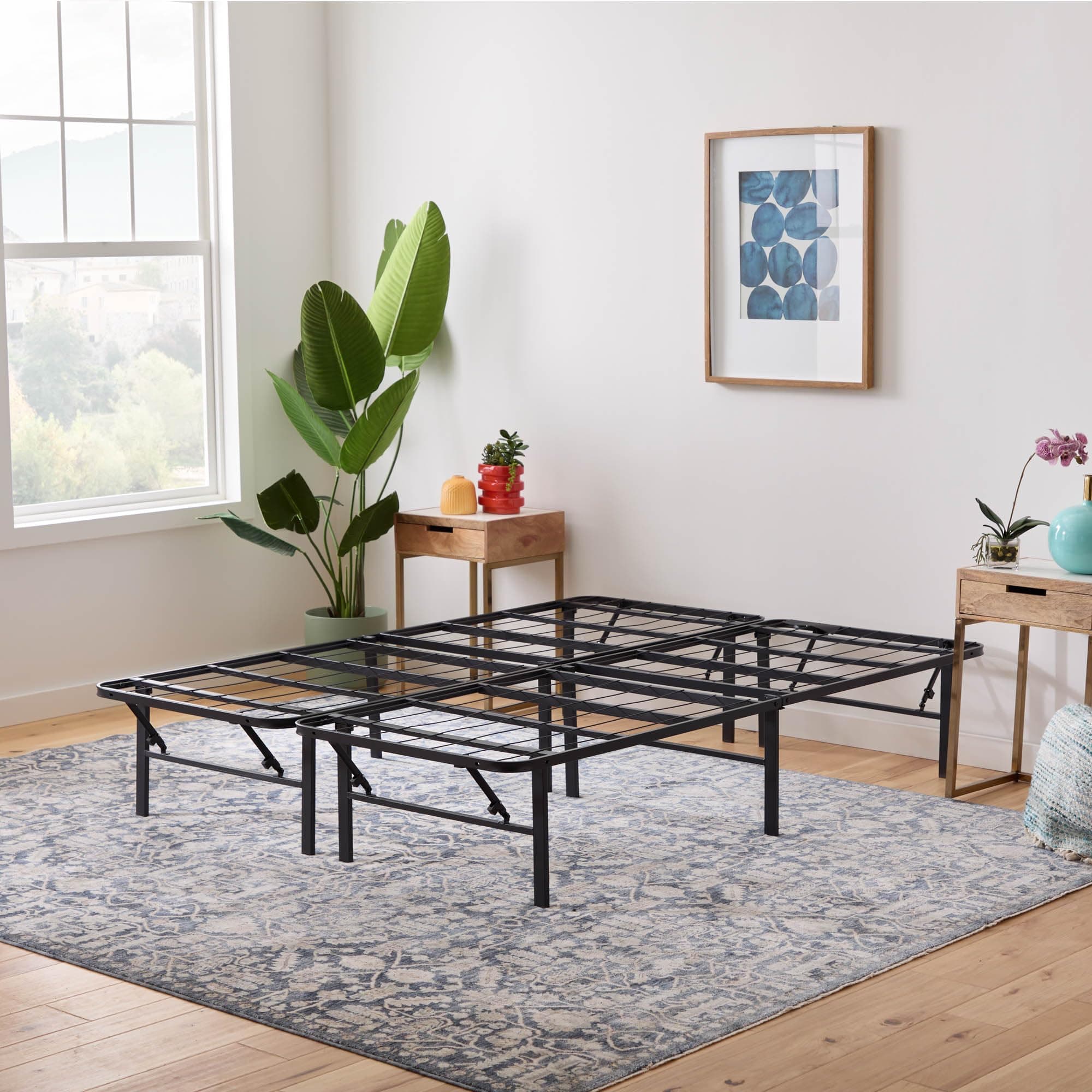 LINENSPA 14 Inch Folding Metal Platform Bed Frame - 13 Inches of Clearance - Tons of Under Bed Storage - Heavy Duty Construction - 5 Minute Assembly - King