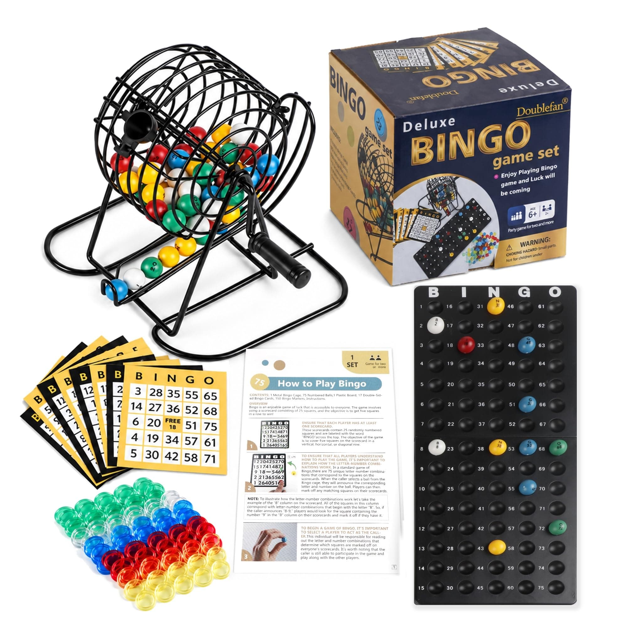 Doublefan Bingo Game for Adults, Party Games for Family, Easy Carry Size