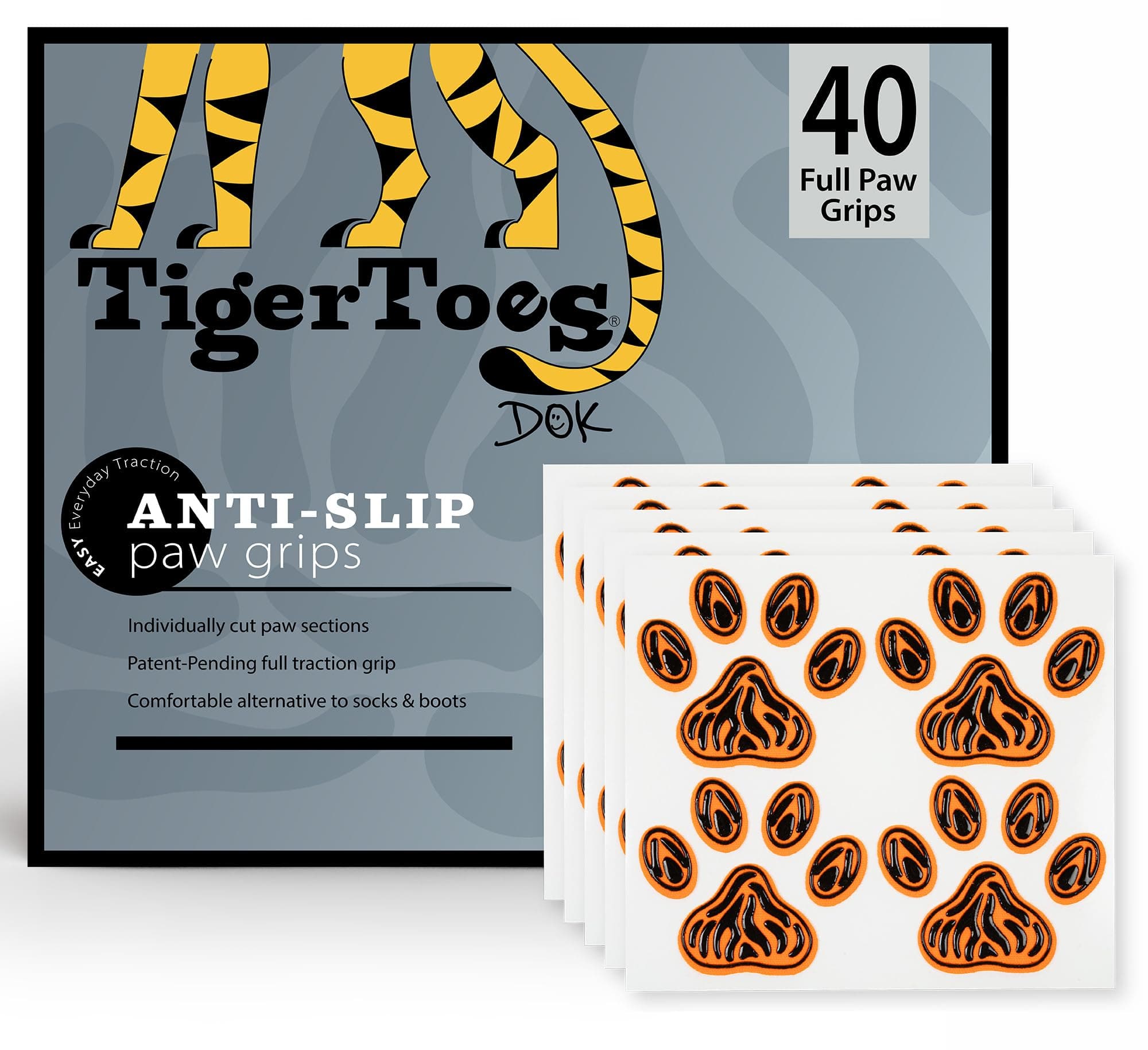 DOK TigerToes Premium Anti-Slip Paw Grips for Hardwood Floors - Size Extra Large