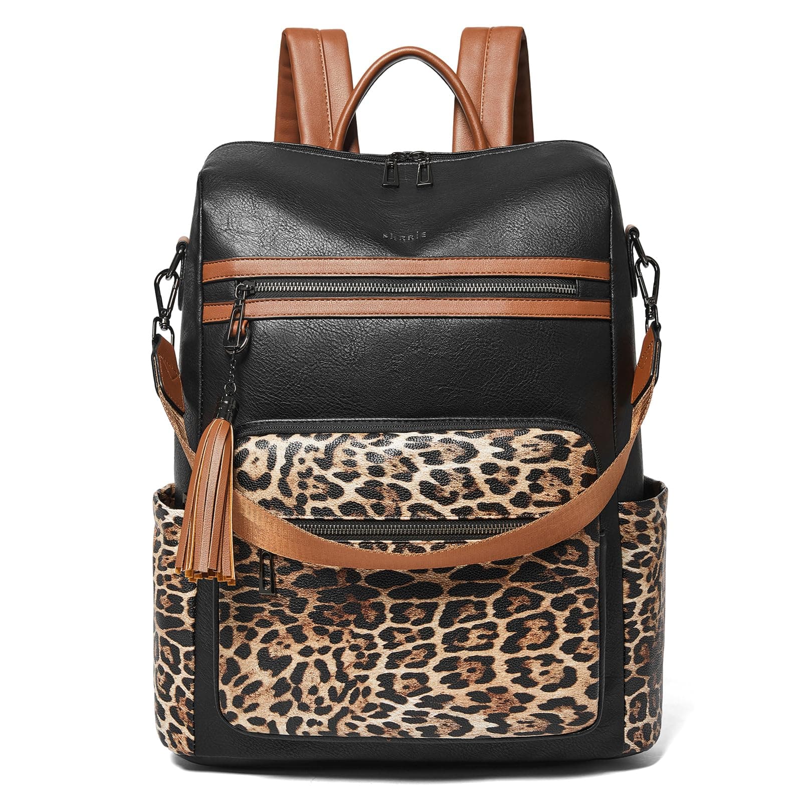 Shrrie Large Vegan Leather Laptop Backpack for Women 15.6 inch Work Backpack Fashion Travel Backpack Purse for Business College