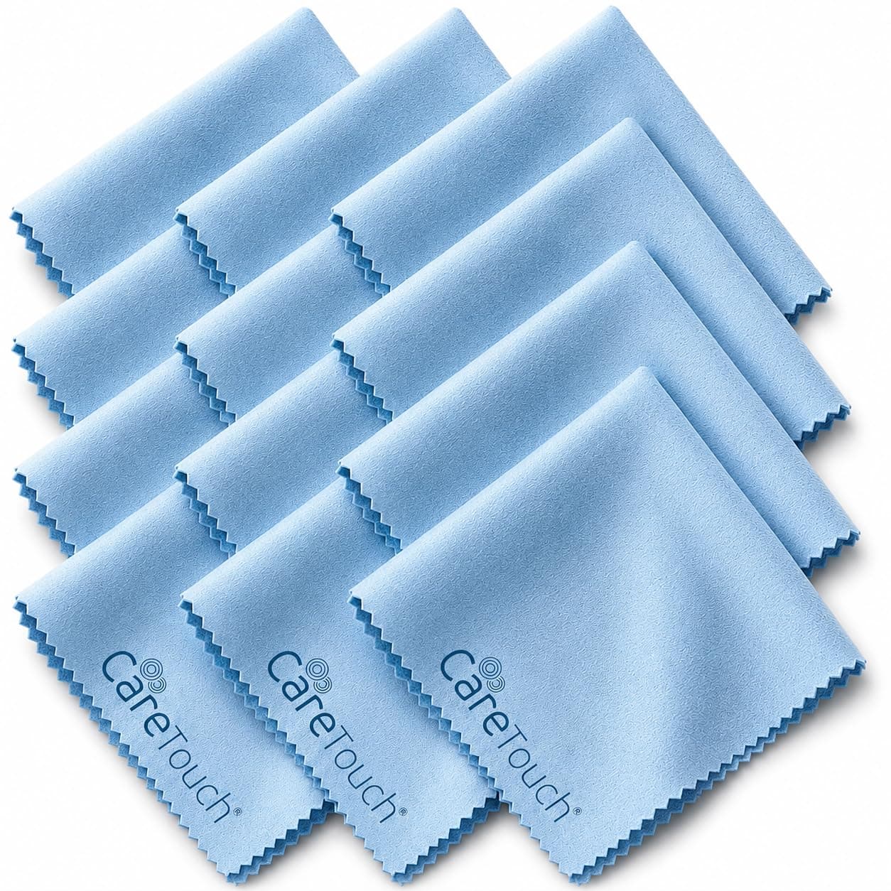 Care Touch Microfiber Cleaning Cloths, 12 Pack - Cleans Glasses, Lenses, Phones, Screens, Other Delicate Surfaces - Large Lint Free Microfiber Cloths - 6"x7"