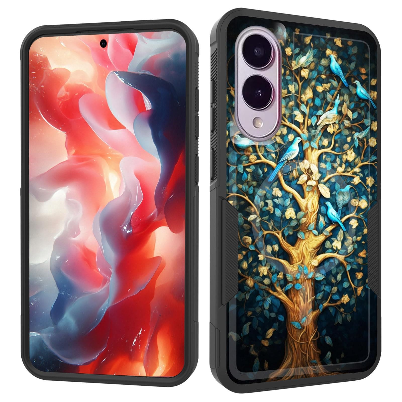 ZQLPLZR Magnetic for Galaxy S25 Edge Case,[Compatible with MagSafe] [Military Grade Drop Protection] Heavy Duty Shockproof Phone Case for Samsung Galaxy S25 Edge 2025,Bird Tree