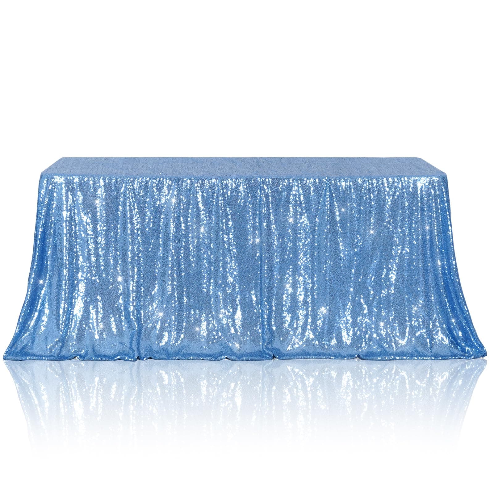 3e Home 90×132'' Rectangle Sequin Tablecloth for Party Cake Dessert Table Exhibition Events, Baby Blue