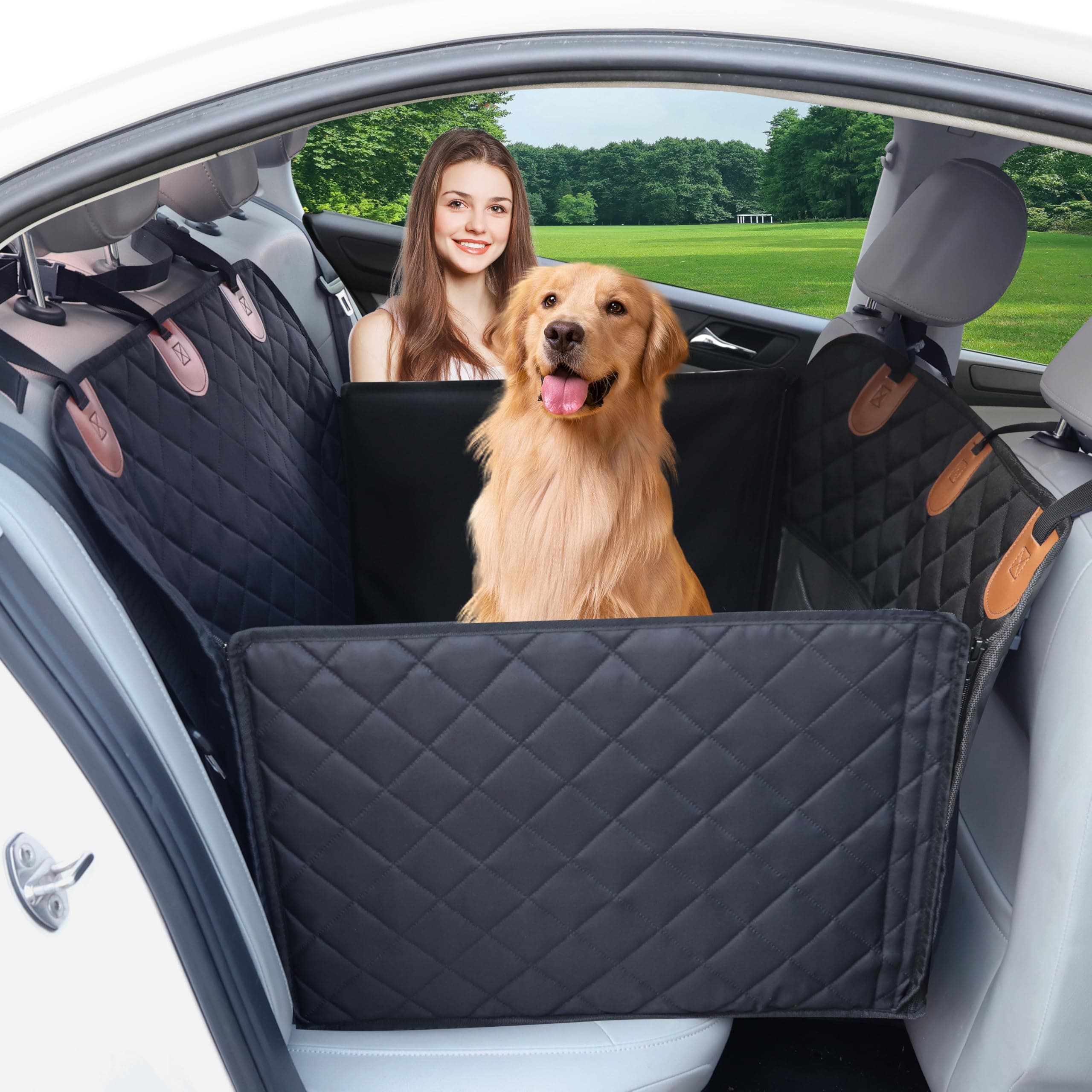 Paw Jamboree Hard Bottom Dog Seat Cover Half Seat Dog Hammock for Car Backseat Dog Cover Dog Car Seat Cover