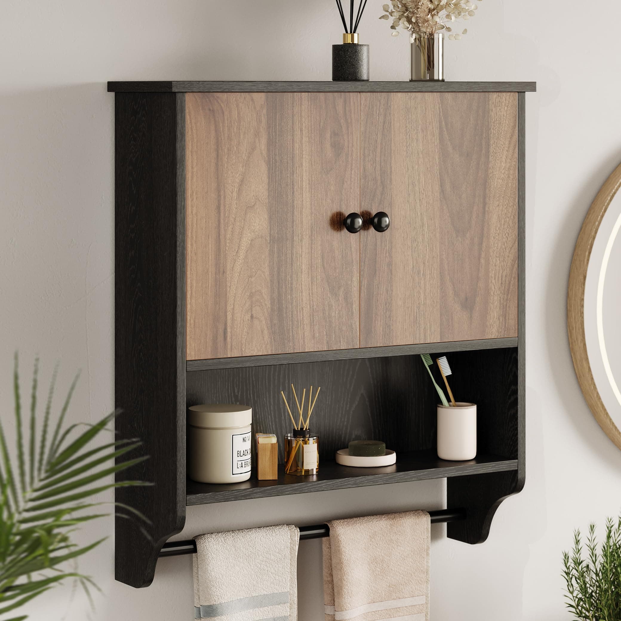 LuyFuitre Bathroom Wall Cabinet, Over The Toilet Space Saver Storage Cabinet, Medicine Cabinet with 2 Door and Adjustable Shelves