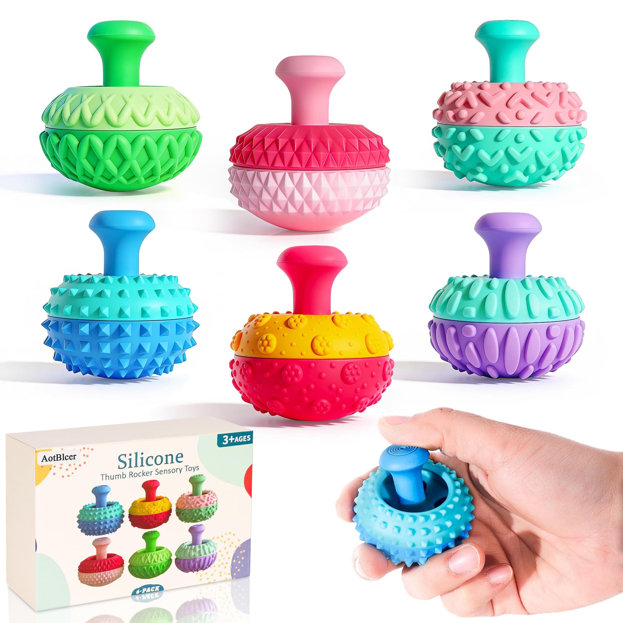 Tactile Sensory Fidget Toys for Kids Adults, Thumb Rocker Stress Relief Toys for Autism ADHD Anxiety,Silent Silicone Textured Gadgets for Office,Classroom,Stocking Stuffer Gifts for Teen Girl Boy