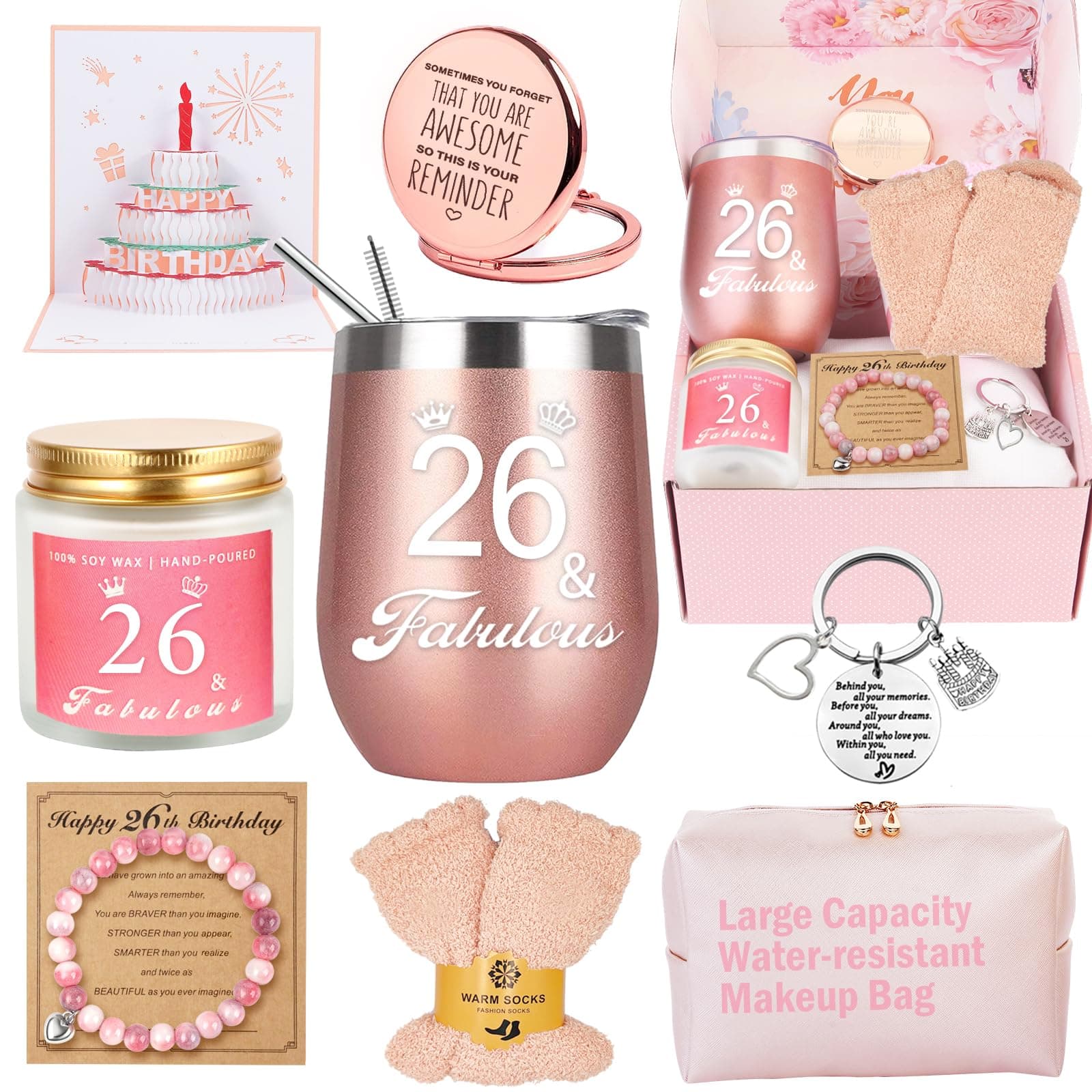 26th Birthday Gifts for Women Her, 26 Year Old Women Birthday Gifts, Happy 26th Birthday Basket Gifts Box for Best Friends Female Daughter Sister Her Girlfriend Coworker Bestie Women Birthday Unique