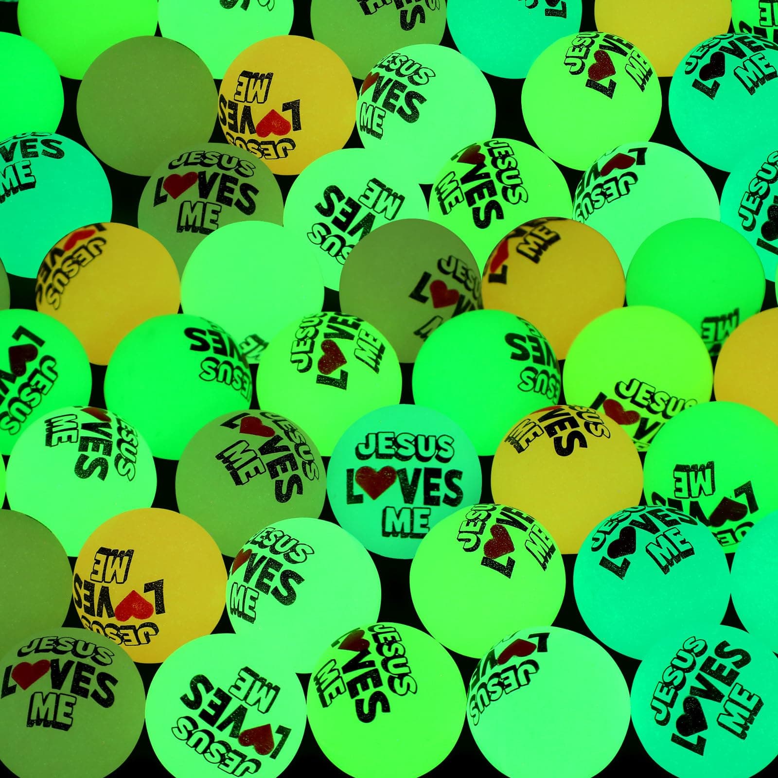 Hollowfly 50 Pcs Christian Glow in The Dark Bouncy Balls Religious Gift