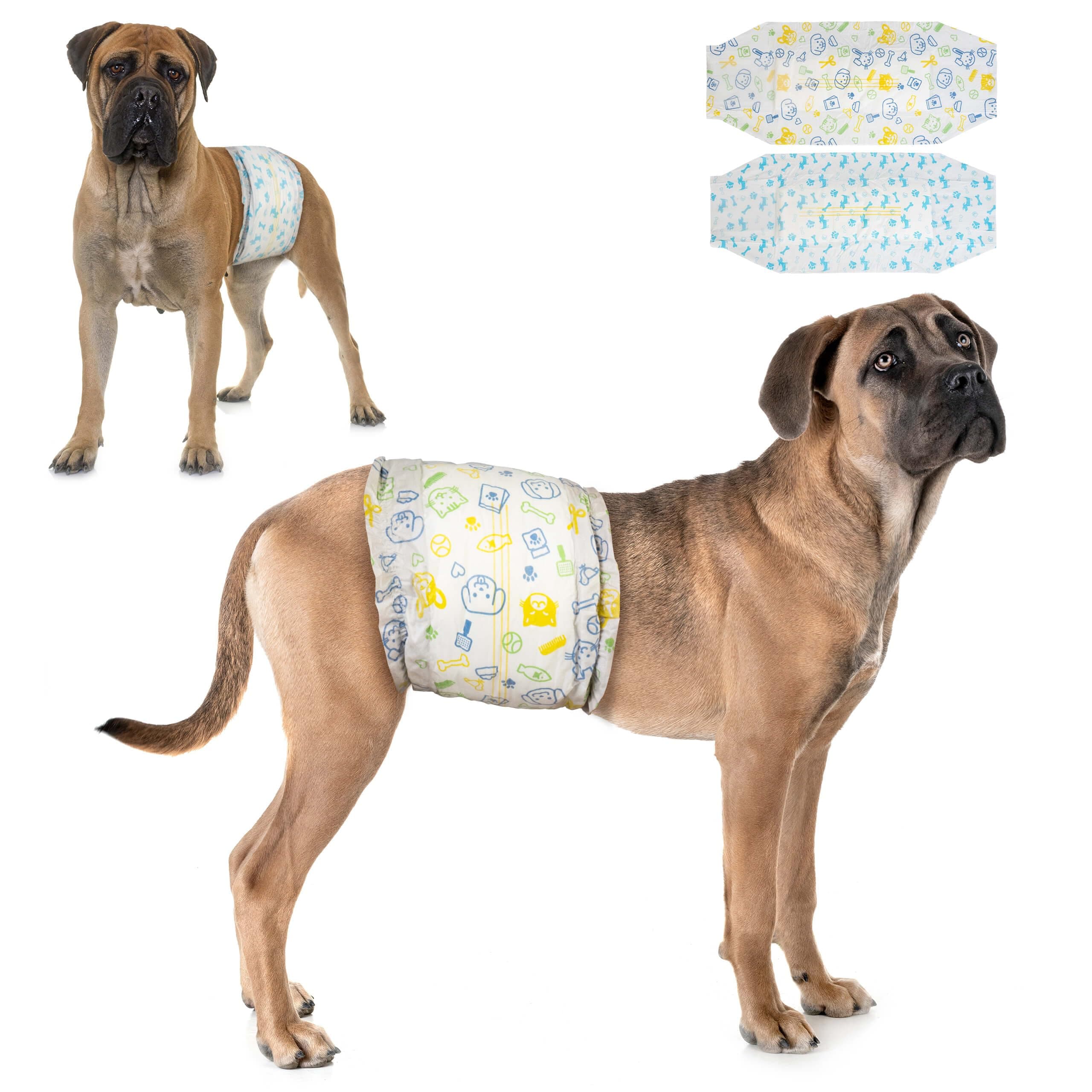 Dono Disposable Male Dog Diapers Dog Wraps Super Absorbent Soft Pet Diapers, Including Four Sizes, Extra Small, Small, Medium, Large, Diapers Wetness Indicator-48pcs (L-48 Count)
