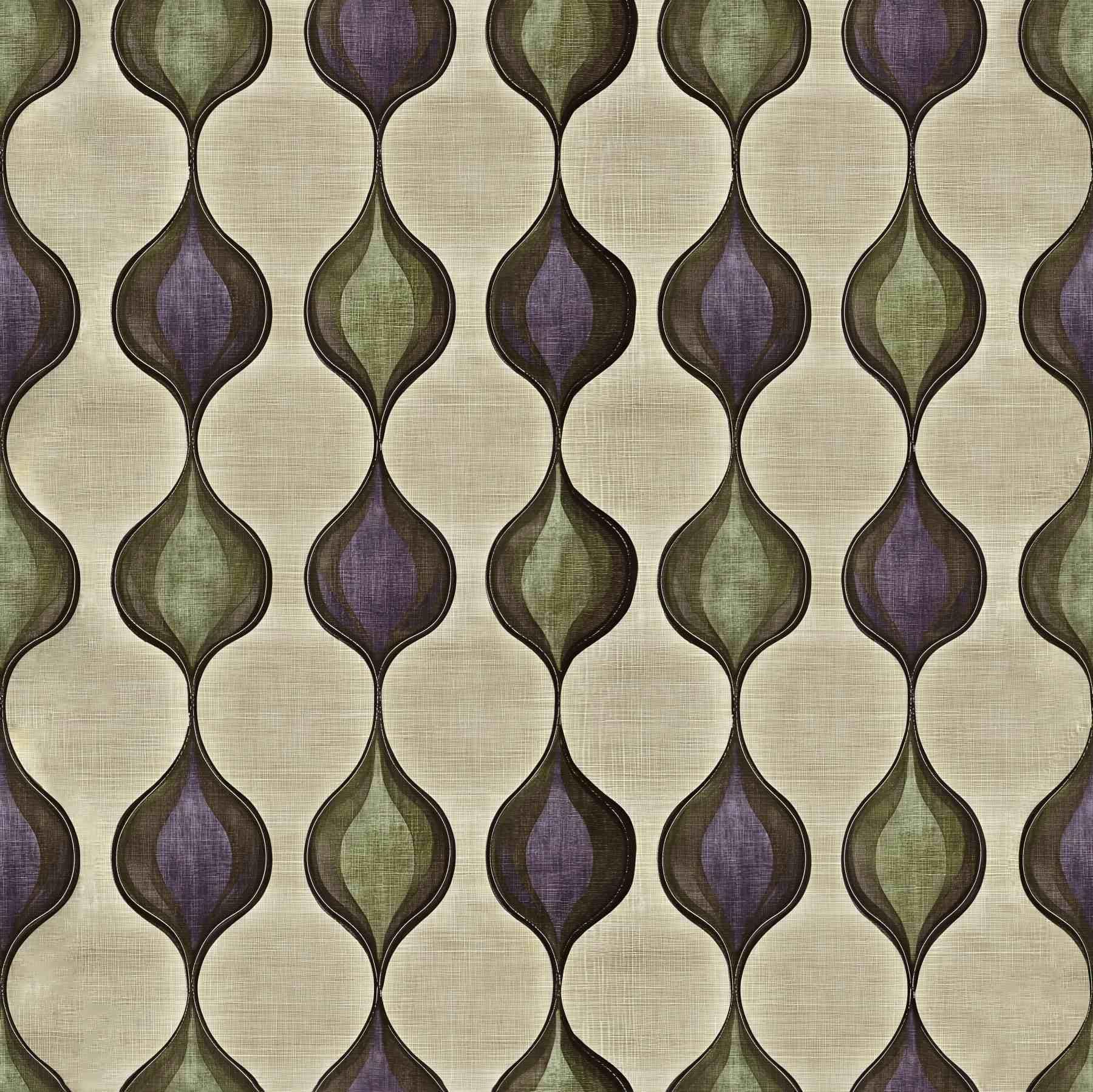 Mid-Century Modern Peel and Stick Wallpaper, Vintage Purple Wallpaper