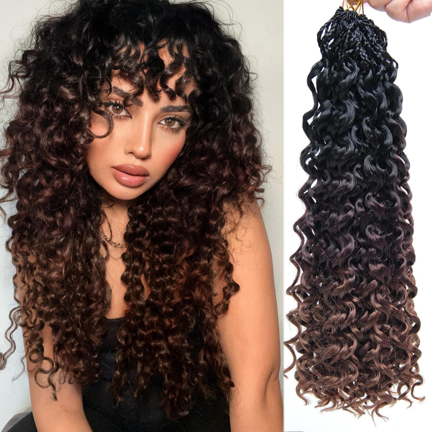 GoGo Curl Crochet hair 8 Packs Curly Crochet Hair for Women 18Inch 1B/4/30