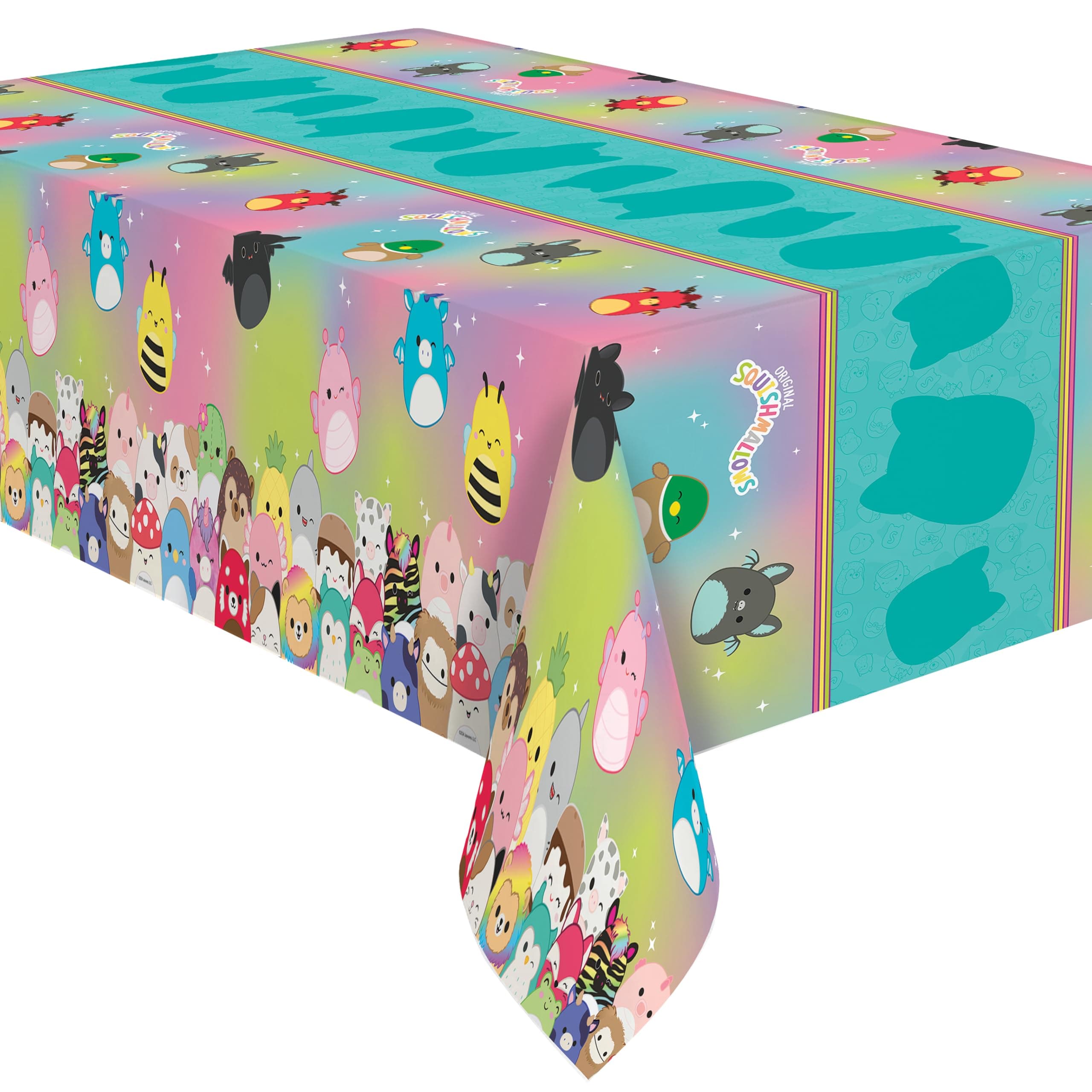 Treasures Gifted Officially Licensed Squishmallows Party Supplies Tablecloth - Pack of 2 Table Cloth 54in x 108in - Squishmallows Birthday Decorations Table Cover