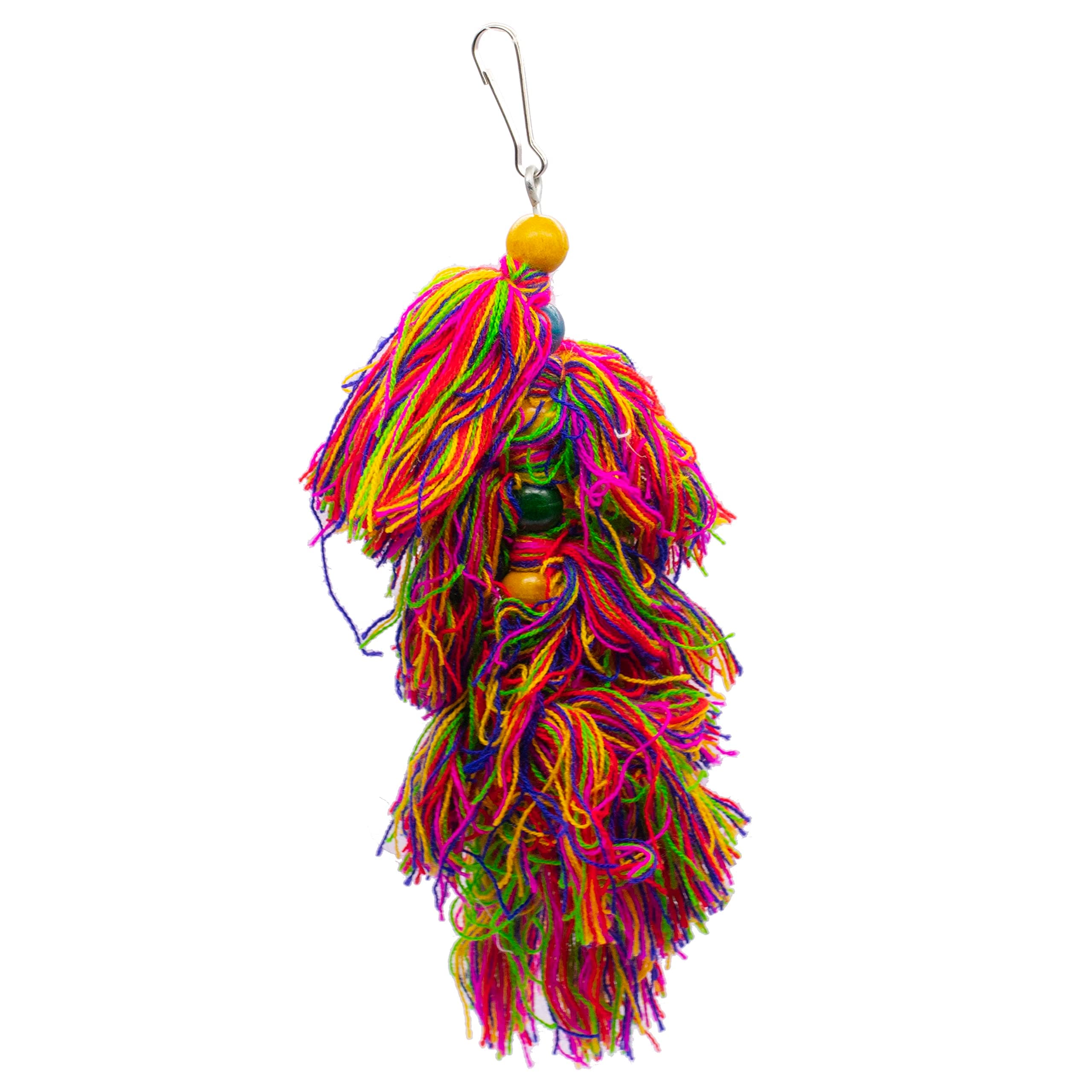 GREENBIRDS Toys Multicolor Tassels Thread Hanging Perch Toy for Parrots - Bungee Bird Toy - Handmade Chew Toy - for Relaxing of Small & Medium Birds Parrot