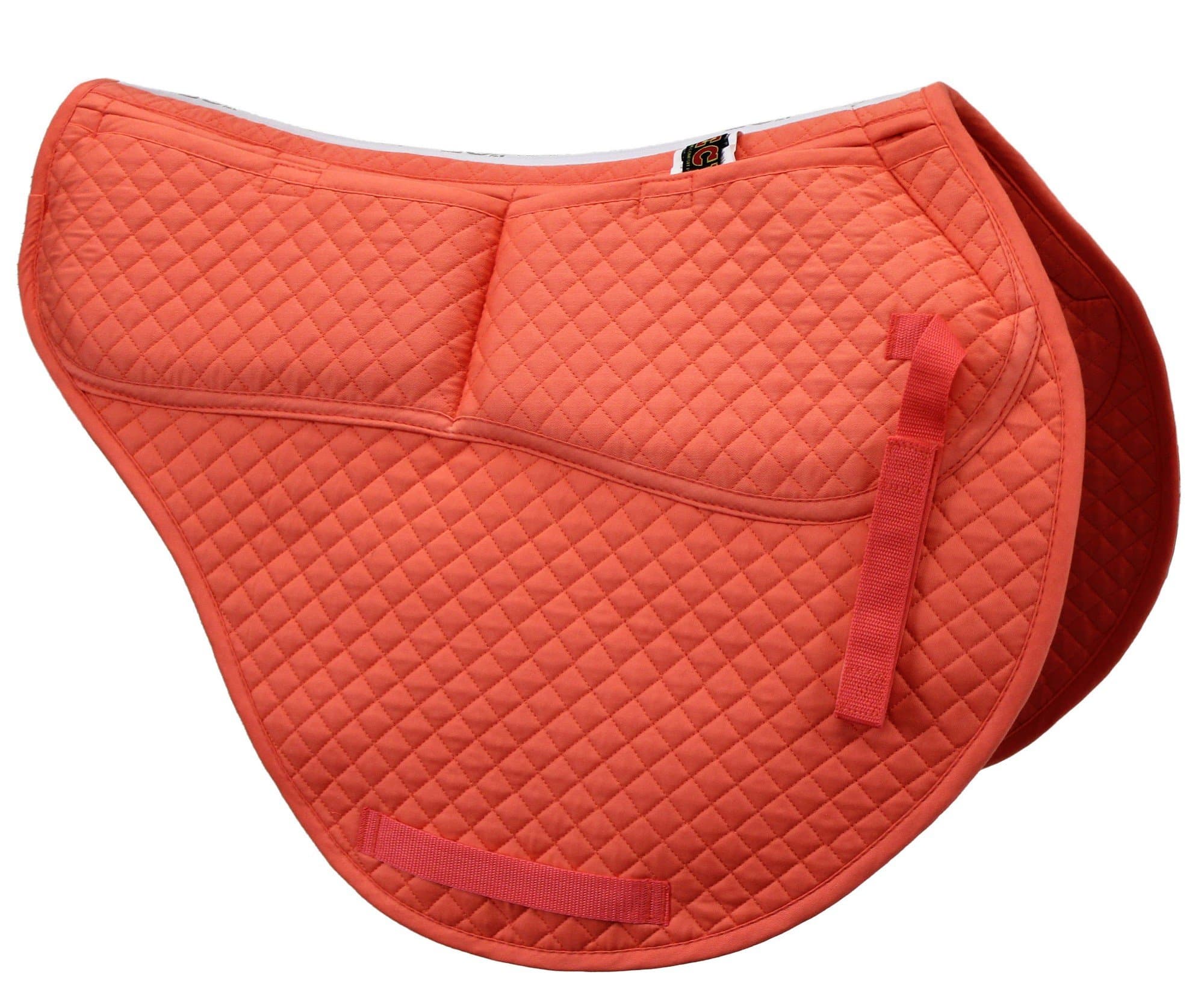 ECP Equine Comfort Products All-Purpose Contoured Correction Saddle Pad with Adjustable Memory Foam Inserts for Custom Support, Non-Slip, Shock Absorbing, 22” Spine, 19.5” Drop, Coral