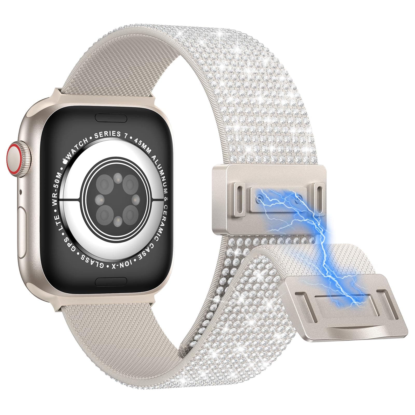 LETOID Bling Full Diamond Braided Stretchy Band for Apple Watch Band Women