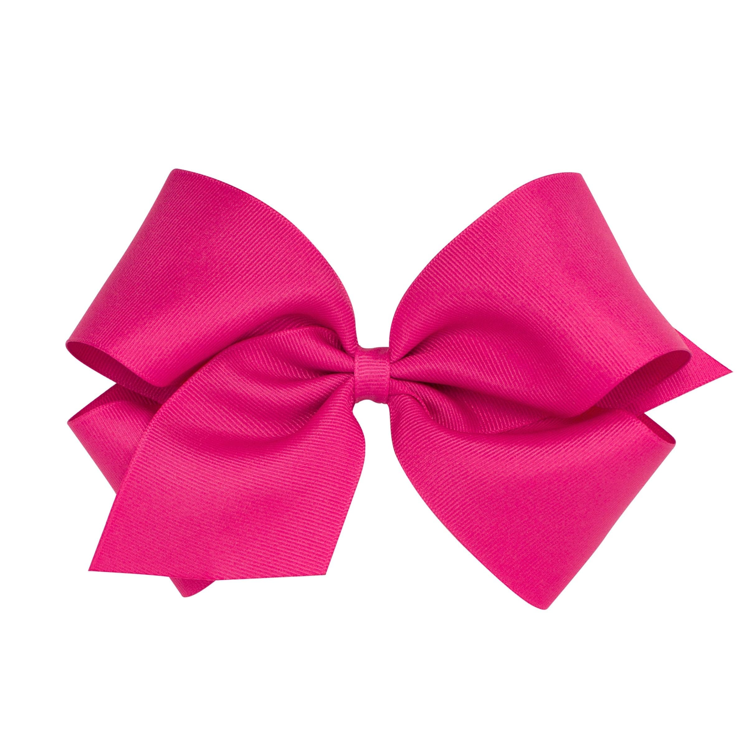 Wee Ones Girls' Classic Grosgrain Hair Bows with Plain Wrap Center, No-Slip Hair Clip, Handmade, Shocking Pink, King