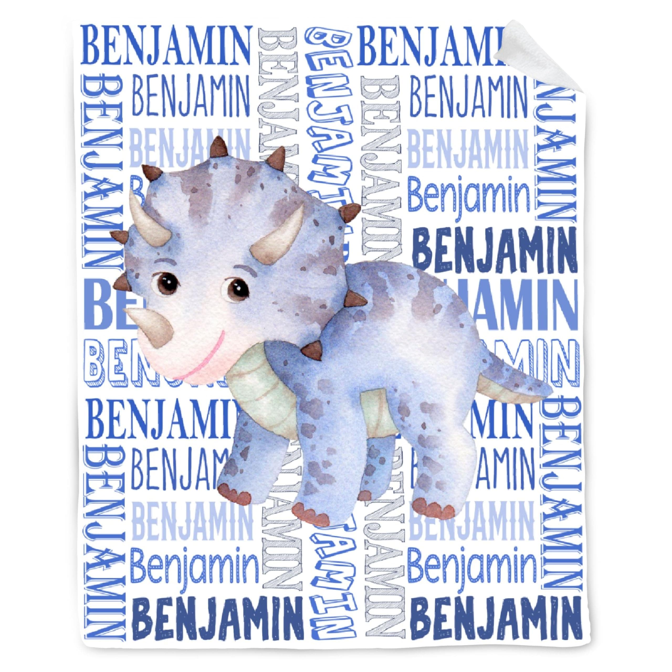 Buyyet Personalized Dinosaur Custom Gift Blanket with Name for Girls Boys Newborn Toddler Dinosaur Customized Receiving Nursery Swaddling Blanket Fleece Soft Nursery Decor 50''x 60'' for Teens