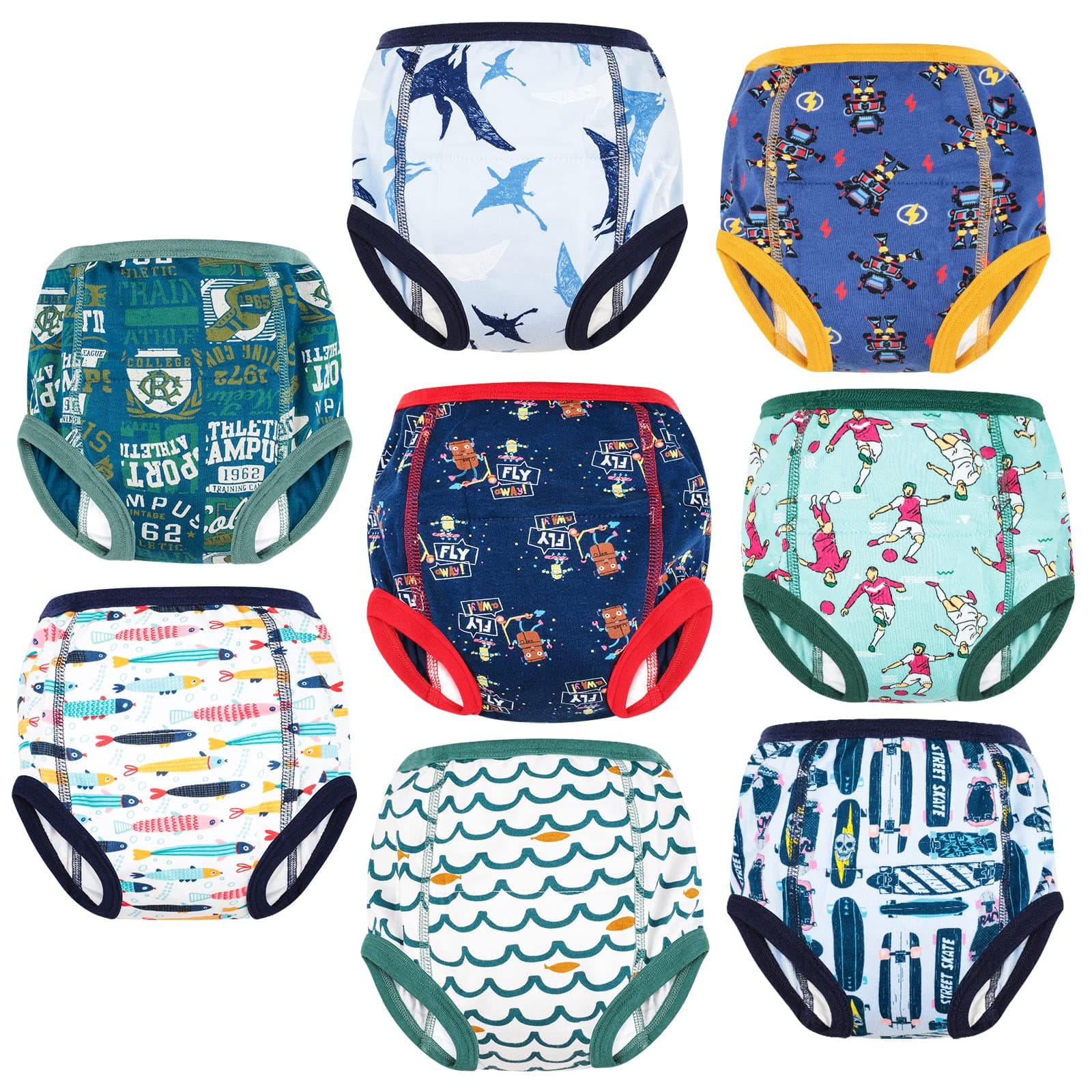 MooMoo Baby Training Pants 8 Packs Absorbent Training Underwear for Toddler Boys 4T