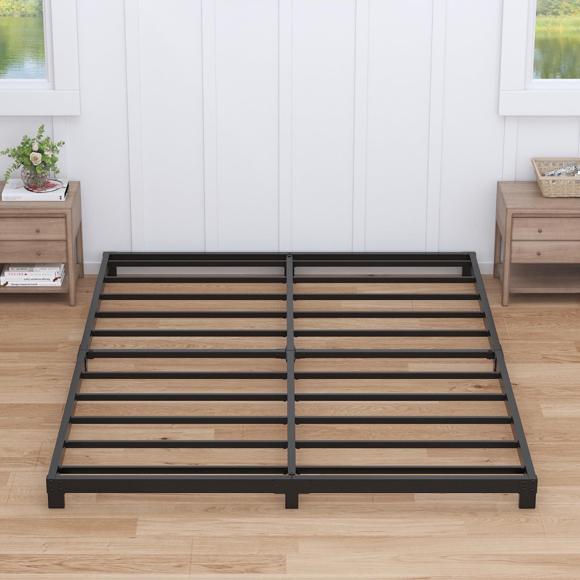 Nailsong 4 Inch Bed Frame Queen Size Low Profile, Queen Bed Frame