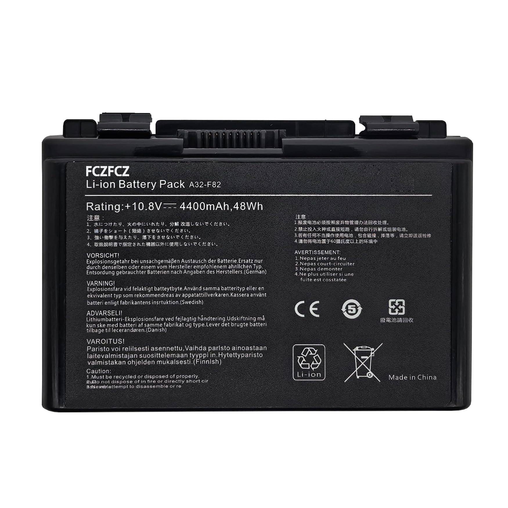 FCZFCZ A32-F82 Battery 46Wh 4400mAh Replacement for ASUS F52 F82 F83S K40 K50 K60 K70 P50 P81 X5D Series A32-F52 A32-K40 L0690L6 L0A2016 07G016AP1875 70-NLF1B2000Y 90-NLF1BZ000Y 11.1V 6-Cells