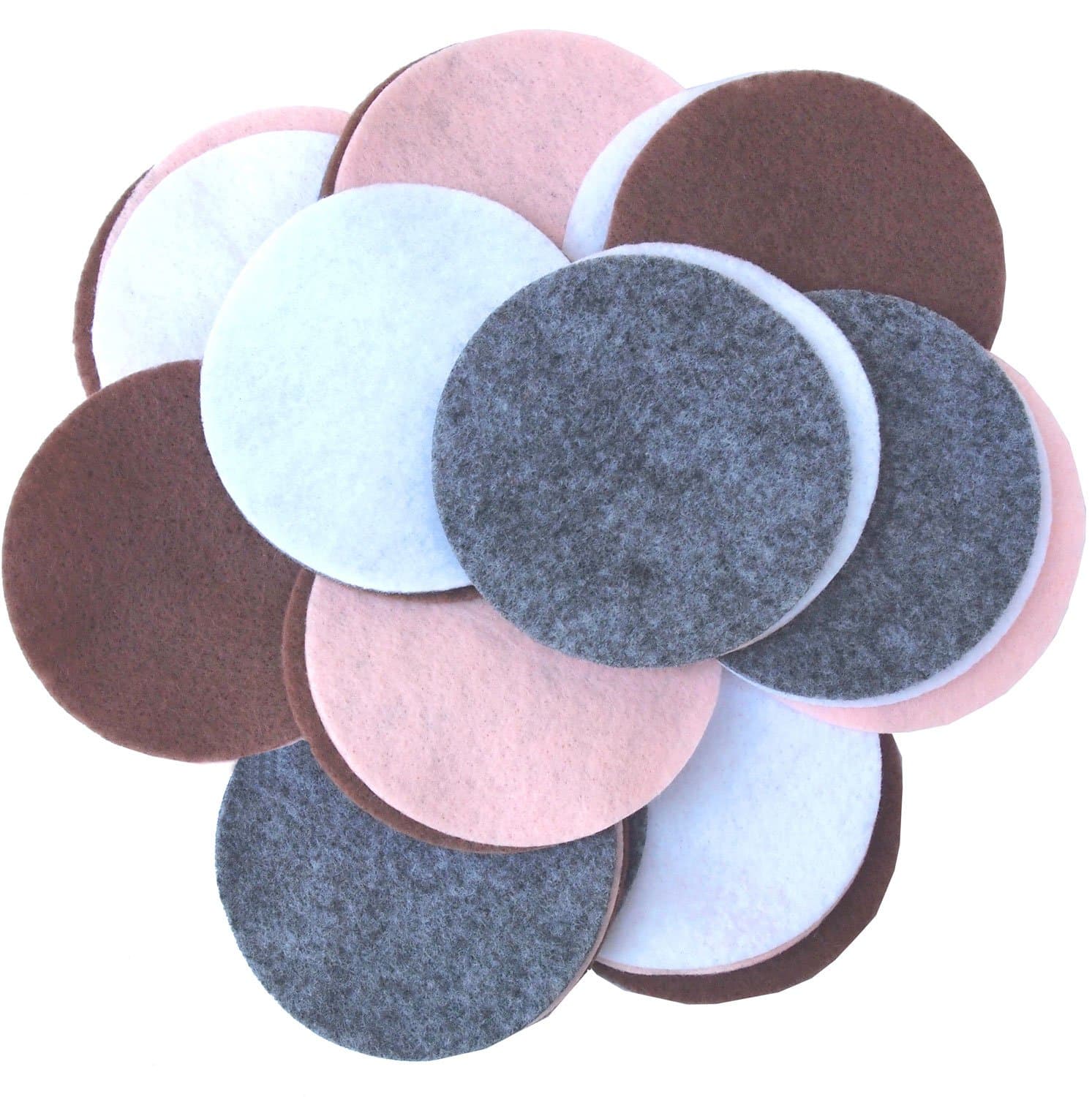 Playfully Ever After 4 Inch 16pc Felt Circles Color Combo Pack with Light Pink, Charcoal Gray, White, Cocoa Brown