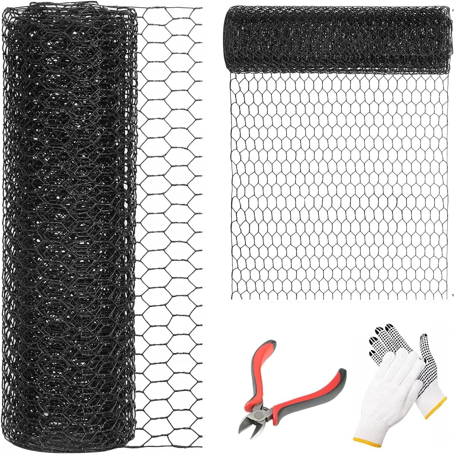 DOLEMODUO 1/2 Inch Black Wire Mesh Roll - 48'' x 100' Chicken Wire Fence, 21 Gauge Hardware Cloth Poultry Netting for Garden/Animal Barrier/Rabbit/Floral/Chicken Coop/DIY Projects