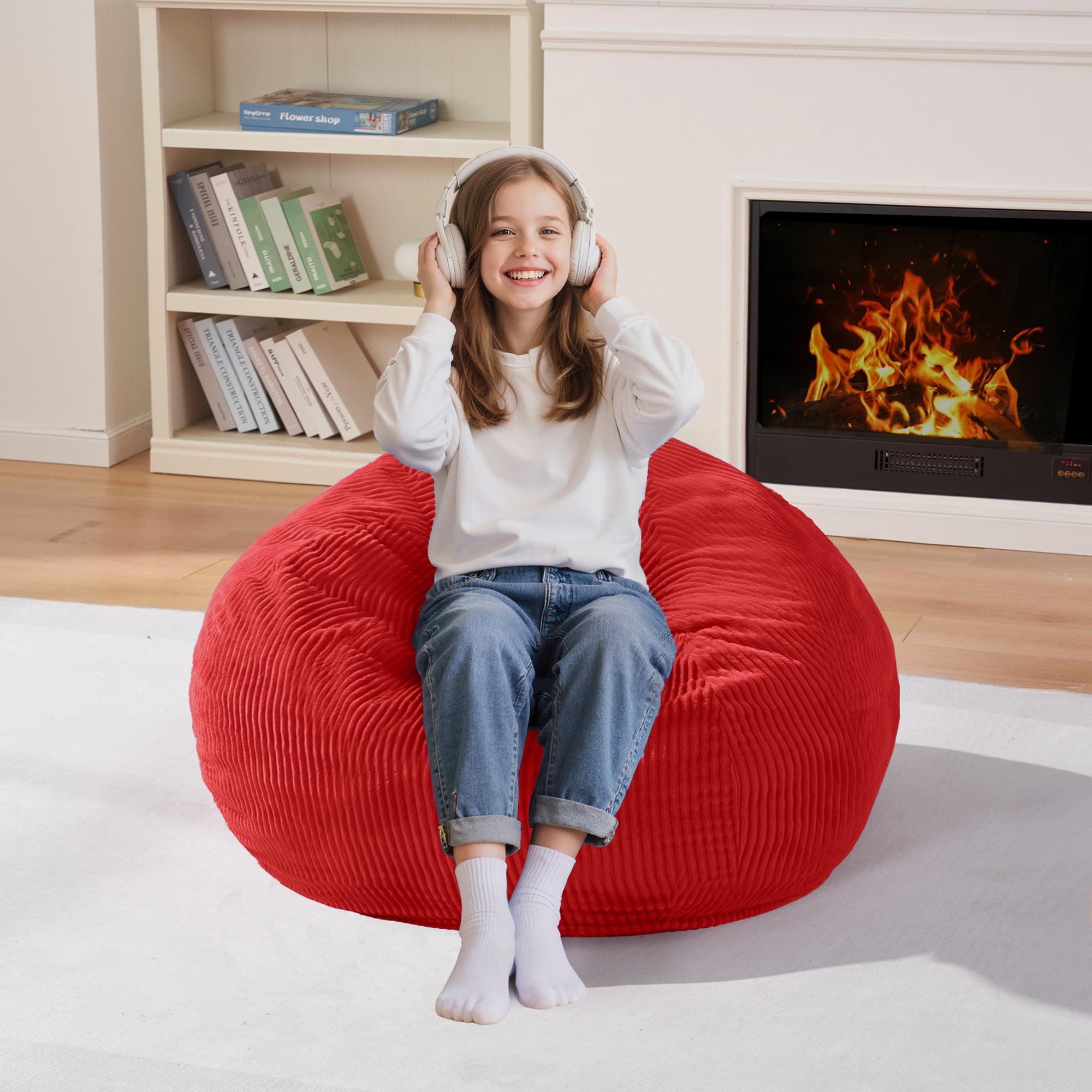 Homguava 2FT Bean Bag Chair,Teardrop Beanbag Chair Bean Bags with Handle