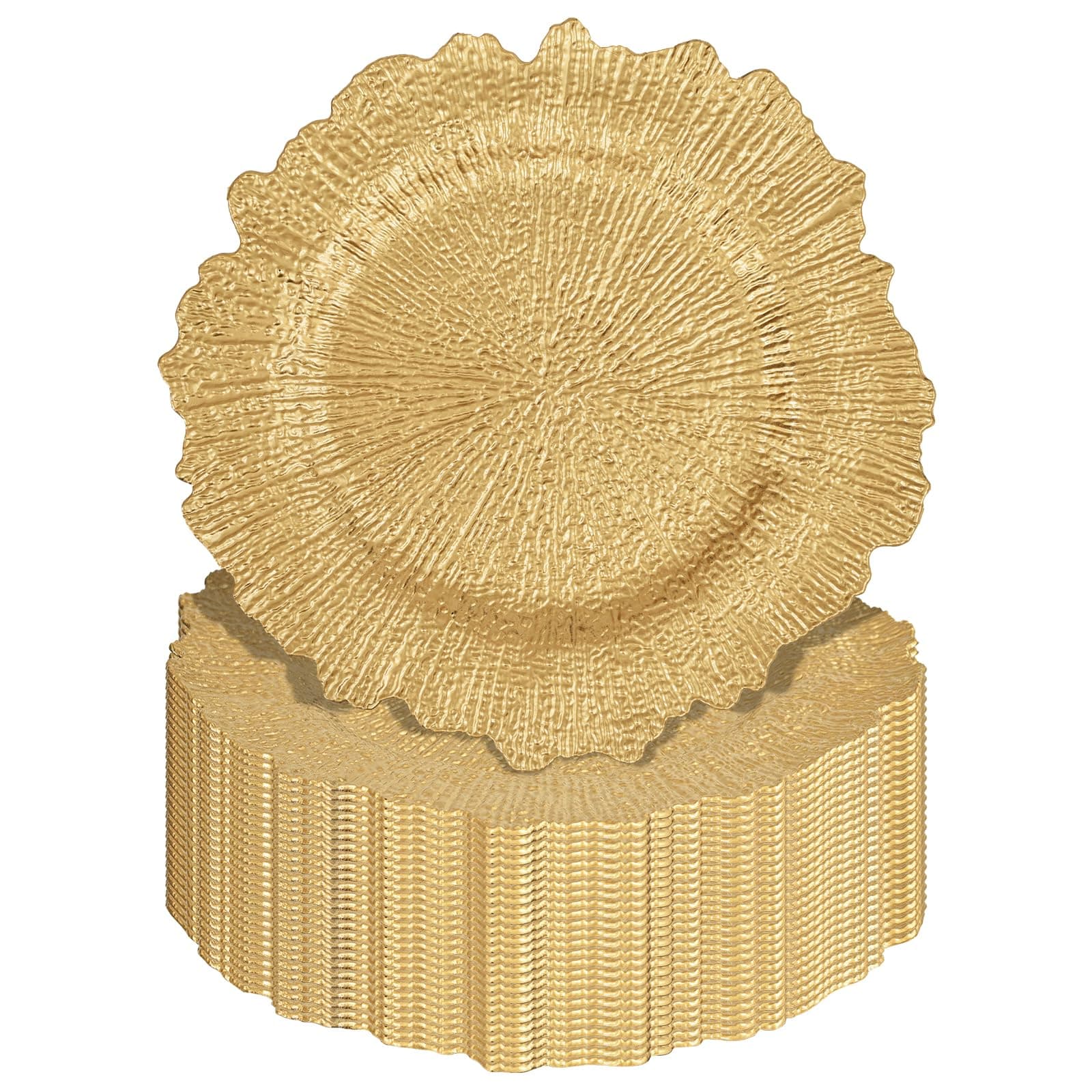 Pesonlook 24Pcs Gold Reef Charger Plates Round for Dinner,13inch