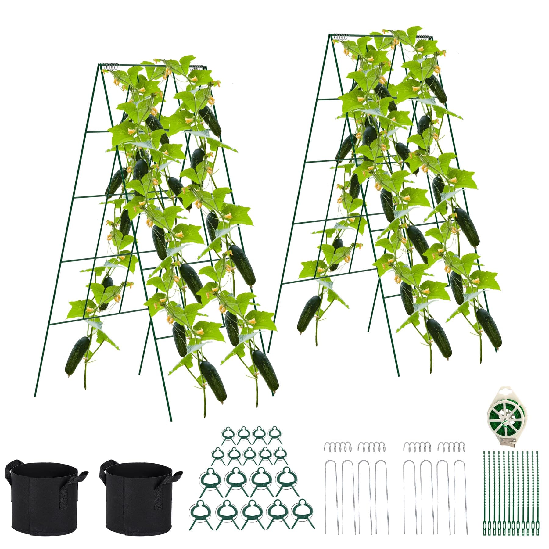 Toriexon 2 Pack Foldable Cucumber Trellis 46" L x 18" W for Climbing Plants
