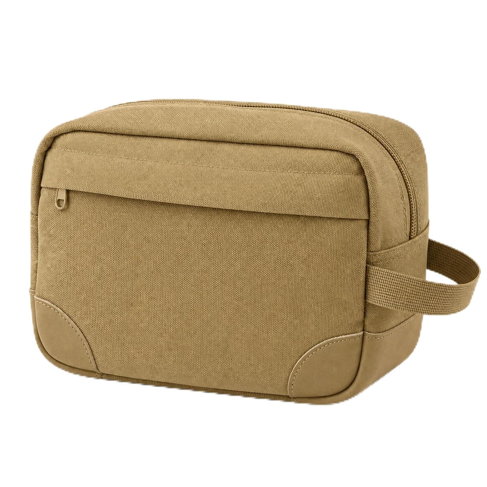 SUNRISING Toiletry Bag for Men, Mens Travel Toiletry Bag,Large Travel Toiletry Organizer Dopp Kit, Water-Resistant Shaving Hygiene Bag for Toiletries Accessories - Khaki