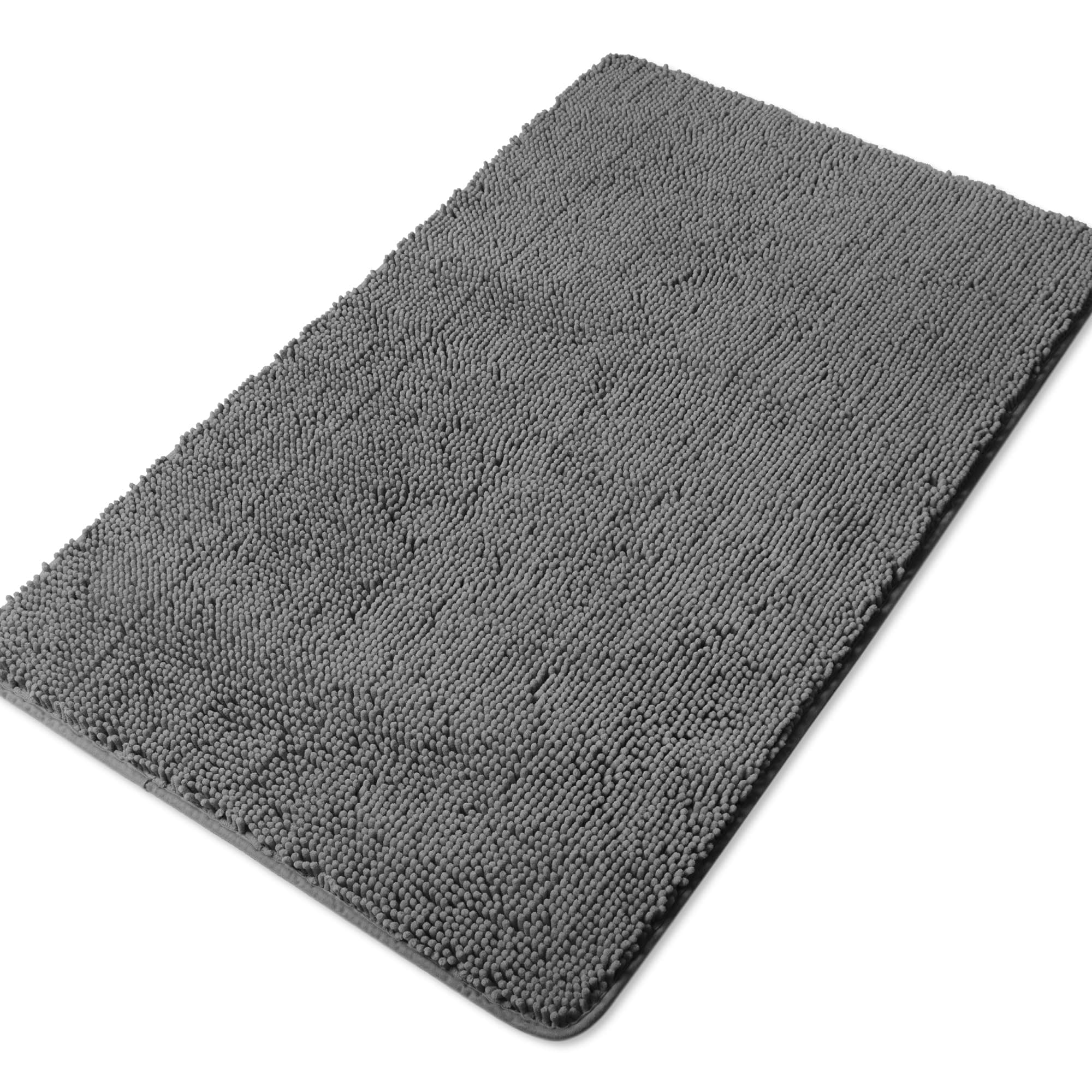 Yeaban Large Bathroom Rug 30"x50" – Thick Chenille Long Bath Mat | Absorbent and Washable Extra Large Bath Rug Non-Slip, Soft Runner Rug for Bathroom Floor, Shower, Sink - (Dark Gray)