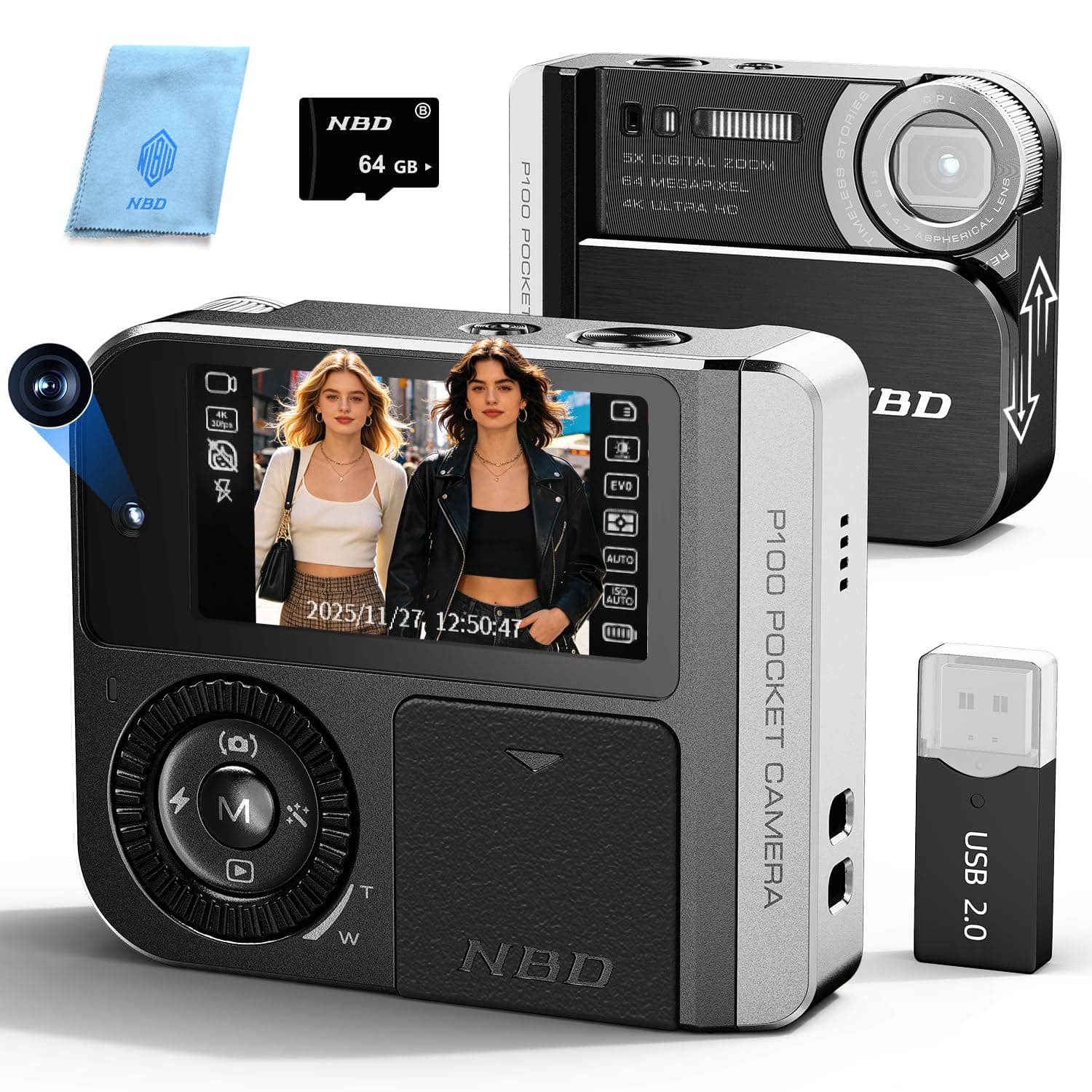 4K Digital Cameras for Photography, 64MP Vlogging Camera with