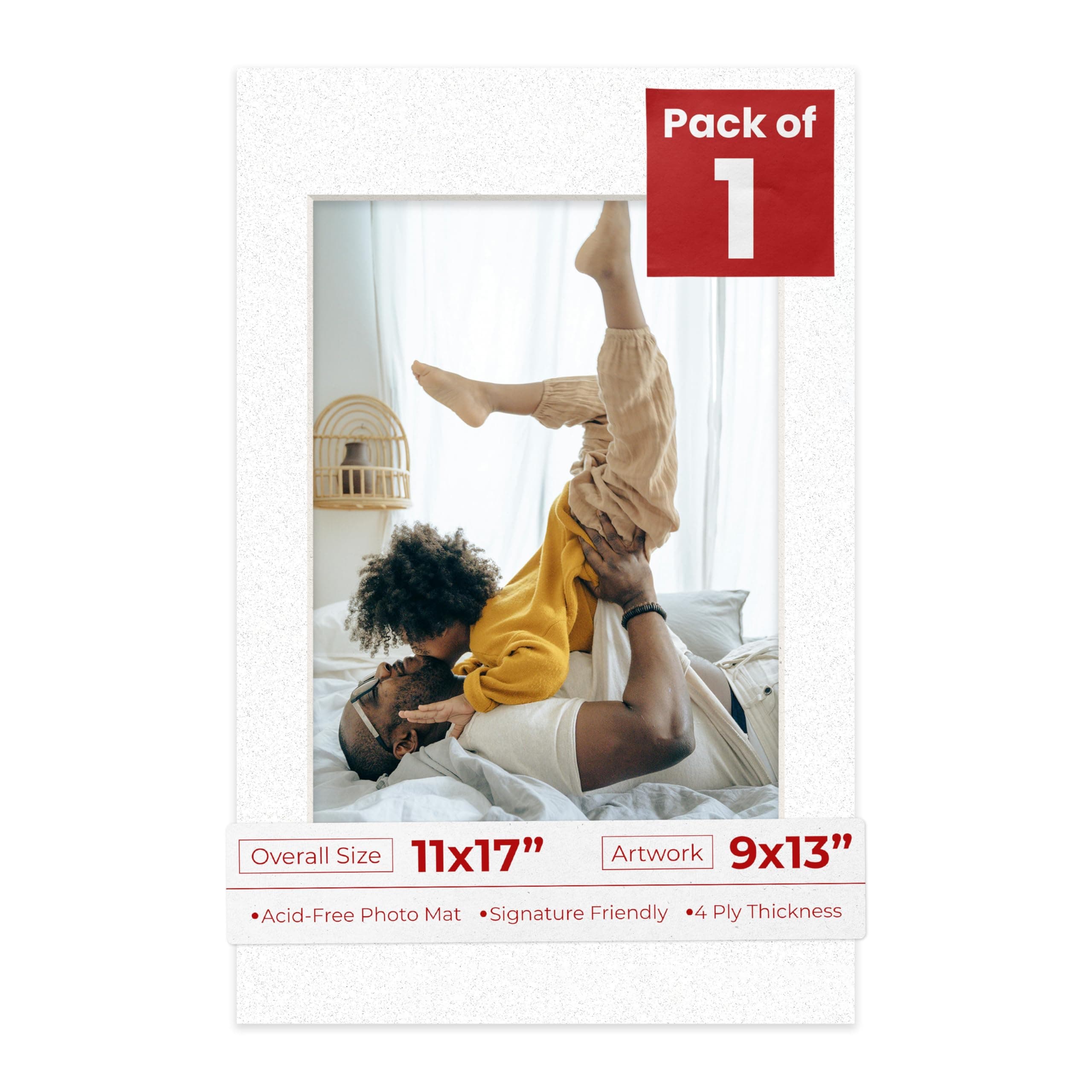 11x17 Mat Bevel Cut for 9x13 Photos - Acid Free Oyster Shell White Precut Matboard - for Pictures, Photos, Framing - 4-ply Thickness