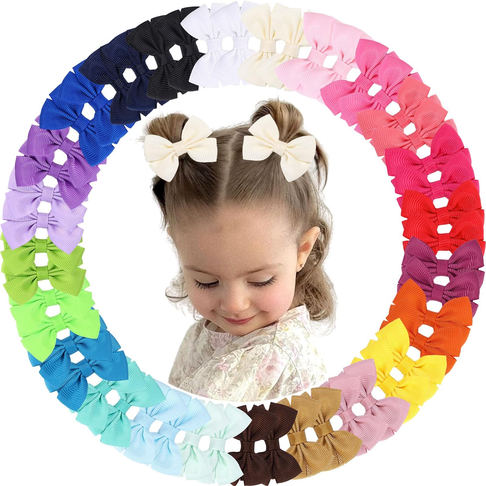 48PCS 2inch Baby Hair Clips, Oaoleer Baby Girls Fully Lined Hair Pins Tiny
