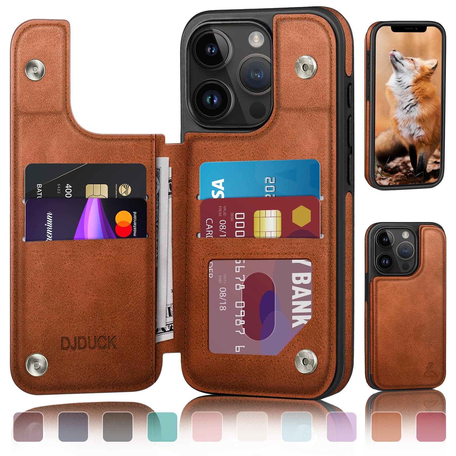 Designed for iPhone 12 Pro Max Case Wallet, Card Holder Case with[2 Screen Protectors][Magnetic Clasp Folio Cover][RFID Blocking Leather]Shockproof Women Men Cases 6.7"forApple 12 Pro Max Light Brown