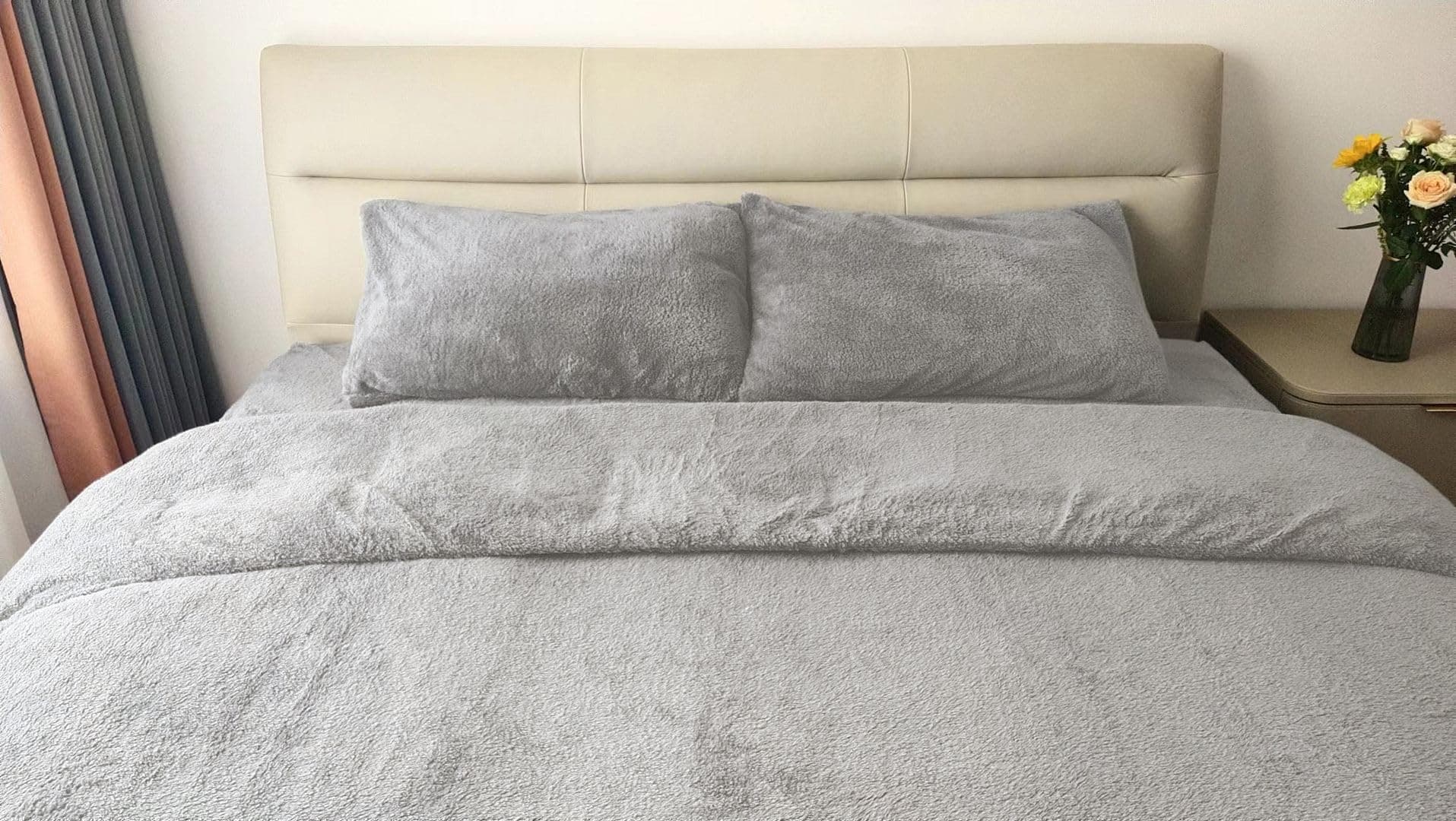 John Aird Teddy Fleece Duvet Cover Quilt Bedding Set With Pillow Cases (Silver, Double)