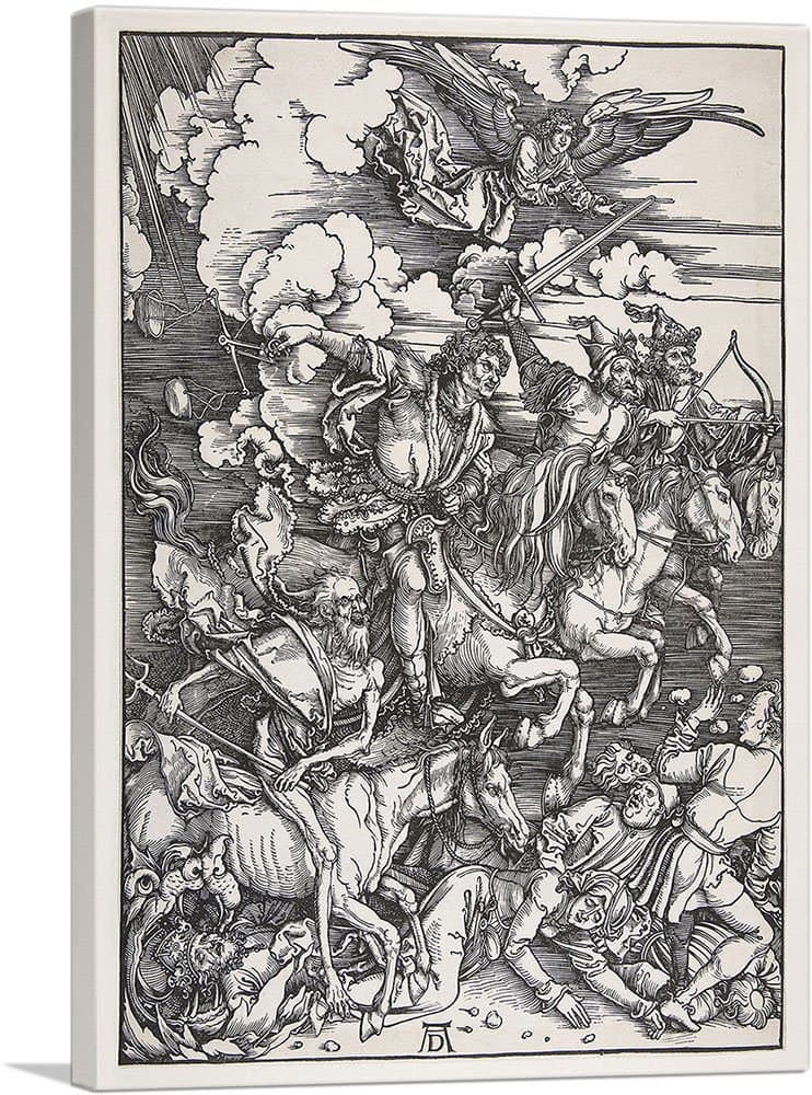 ARTCANVAS The Four Horsemen of the Apocalypse 1498 Canvas Art Print by Albrecht Durer - 40" x 26" (0.75" Deep)