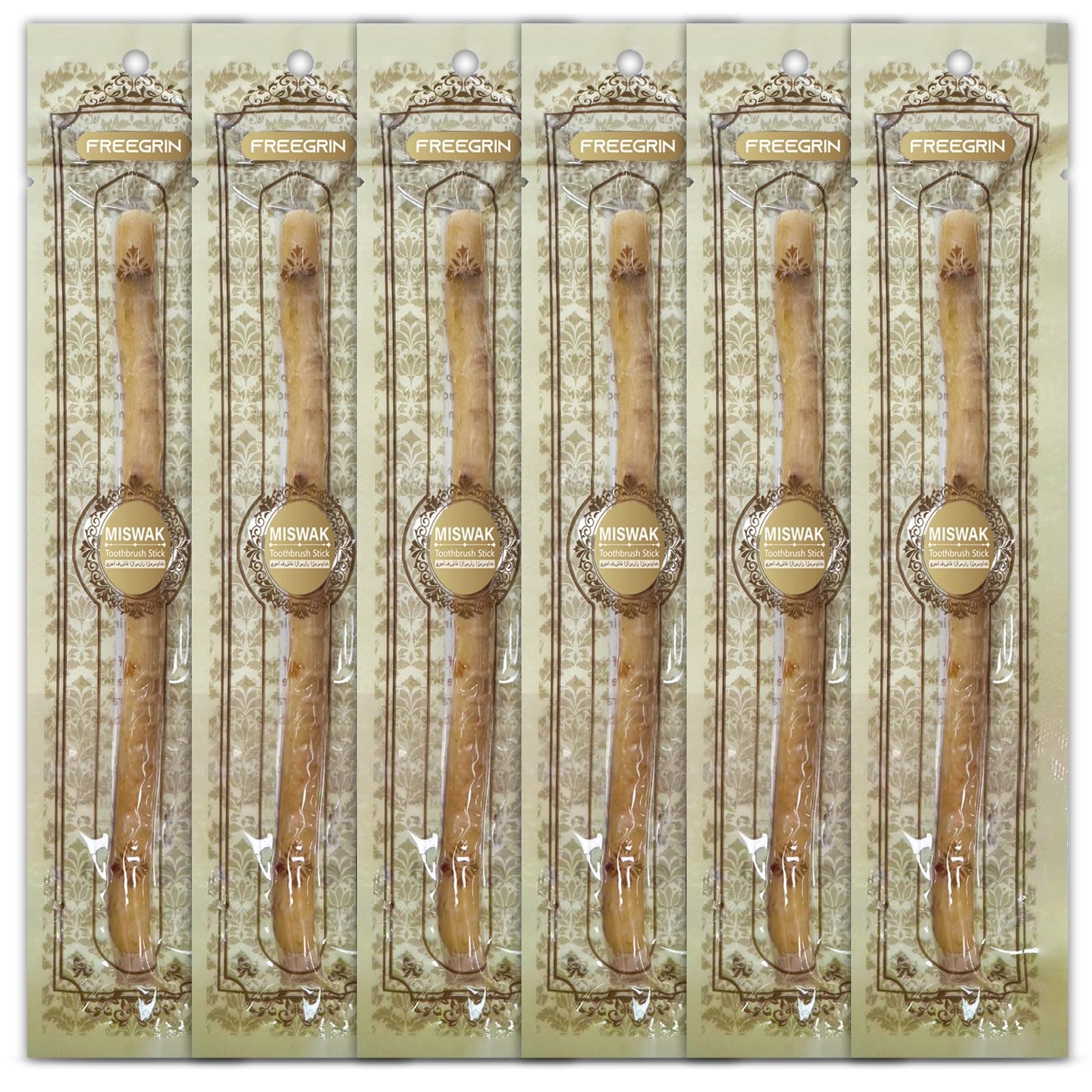 Miswak Sticks for Teeth Pack of 6 - Vacuum Sealed Traditional Sewak Natural Miswak Toothbrush - for Healthy Teeths,Gums and Fresh Breath