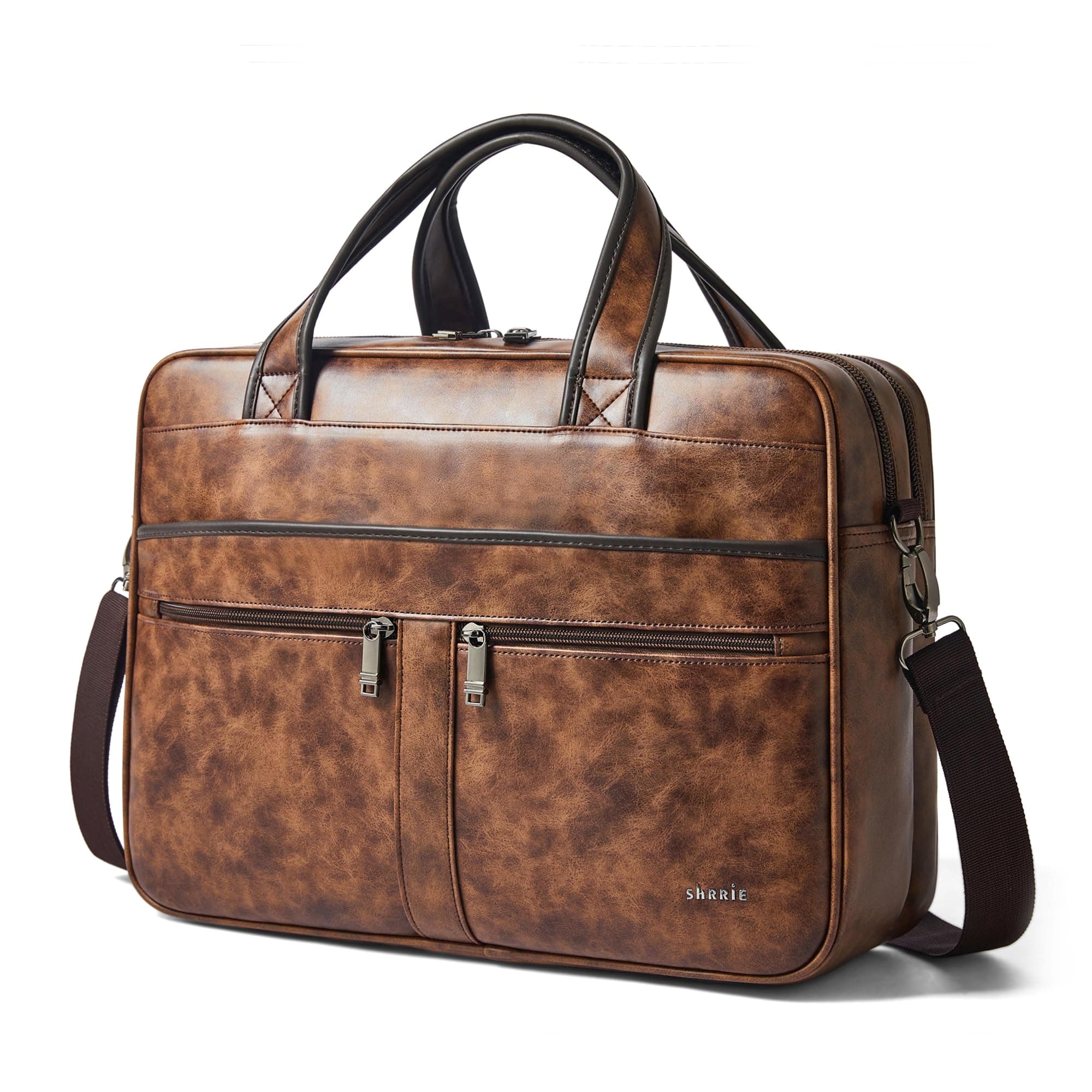 Shrrie Leather Messenger Bag for Men&Women 16 inch Laptop Bag,Water-Resistant Retro Leather Briefcase for Men Business,Work