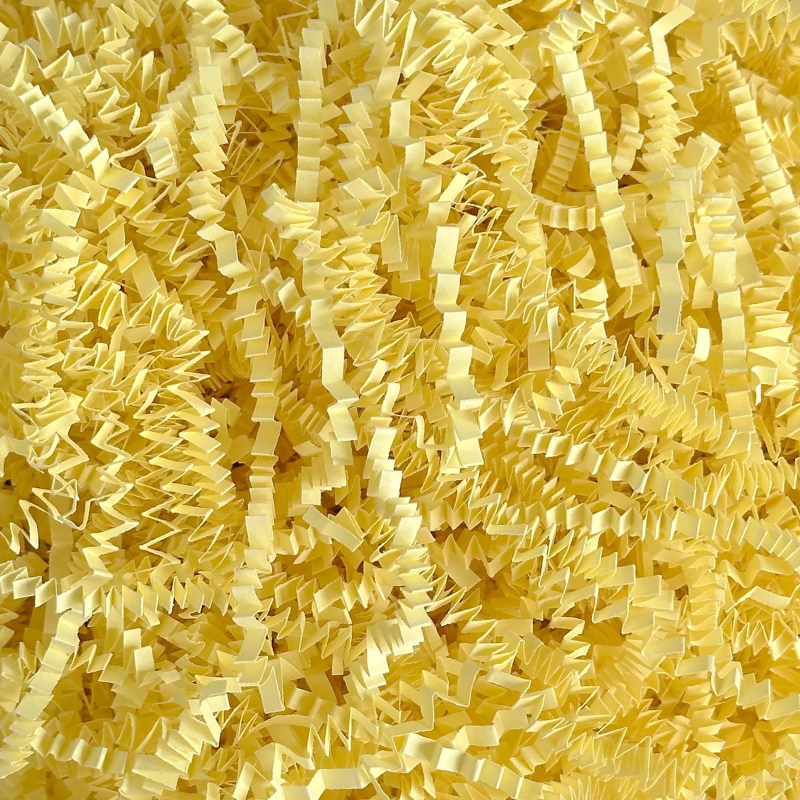 Corlcol 200g(7oz) Crinkle Paper Shredded Filler Paper for Gift Baskets Shreds Decoration Stuffing for Easter, Christmas(Light Yellow)