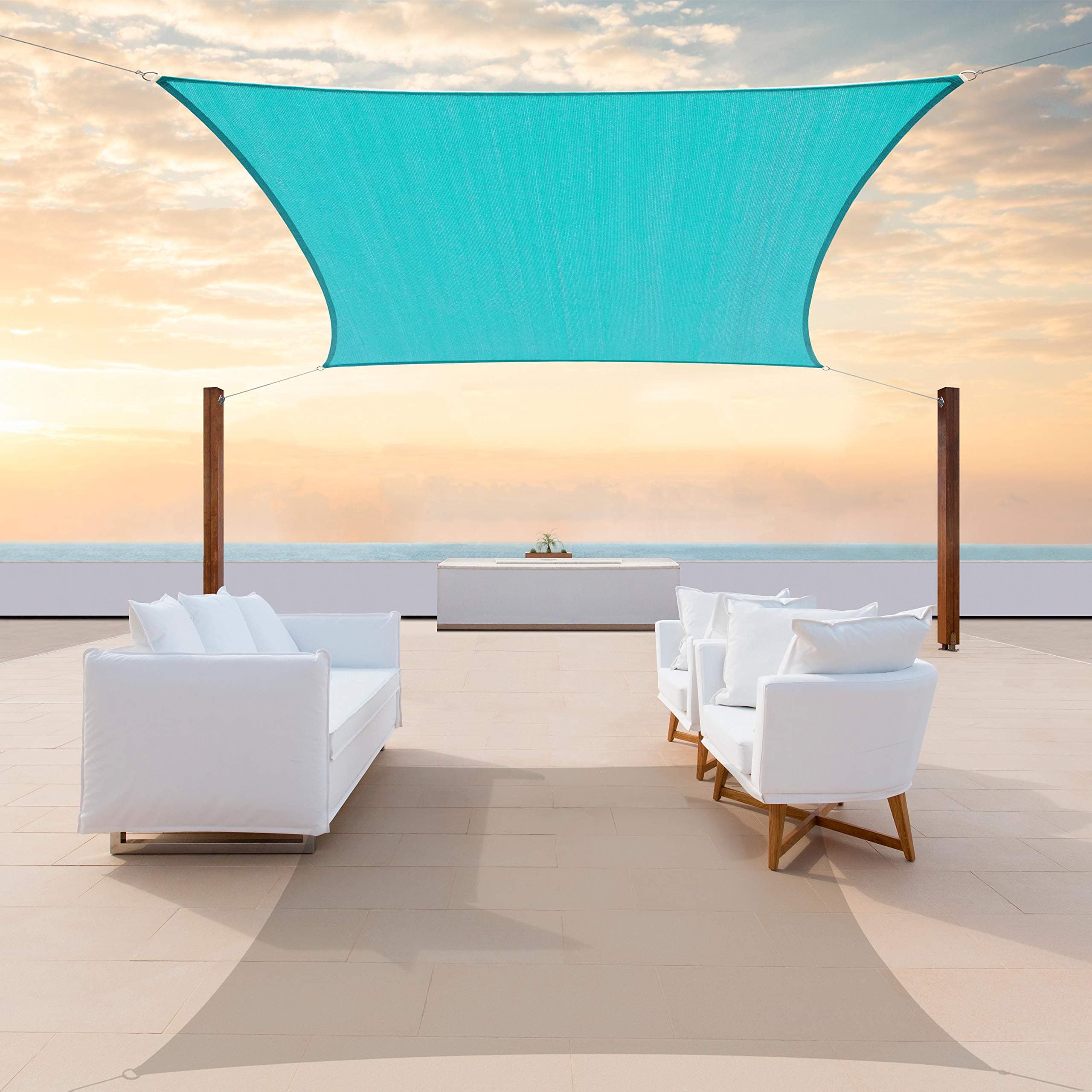 Colourtree TAPR1616 Custom Size 10' x 16' Turquoise Sun Shade Sail Canopy UV Block UPF50 Rectangle - Commercial Standard Heavy Duty - 200 GSM