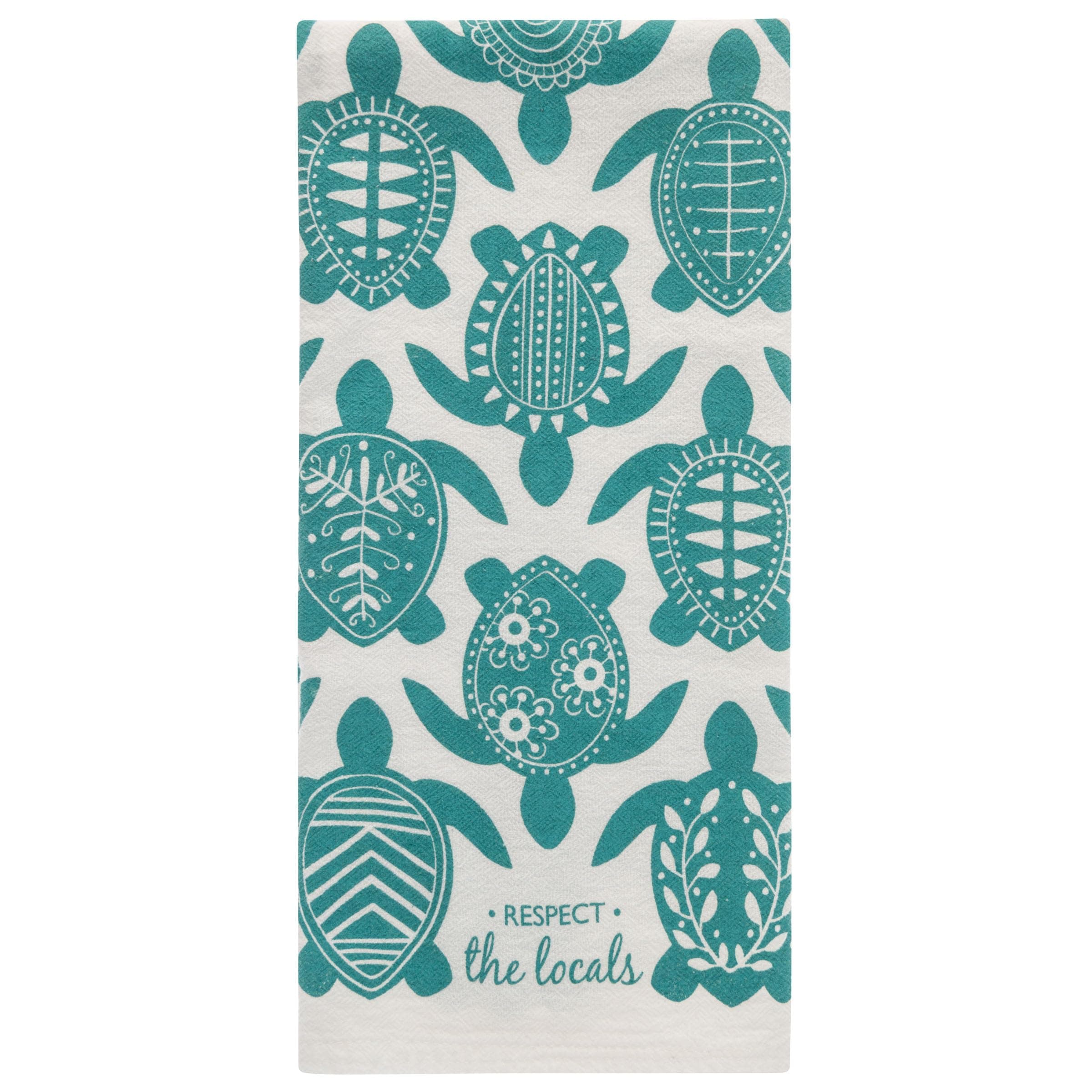 Karma Waterfont Tea Towel - 100% Cotton Hand Towels for The Kitchen - Coastal Home Decor - Turtle