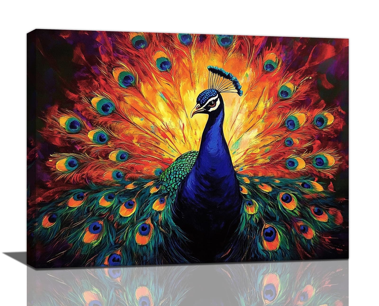 Peacock Wall Art, Elegance Peacock Pictures Wall Decor, Colorful Animal Canvas Prints Painting, Framed Artwork For Bathroom Living Room Office Bedroom Dining Room 24"X20"