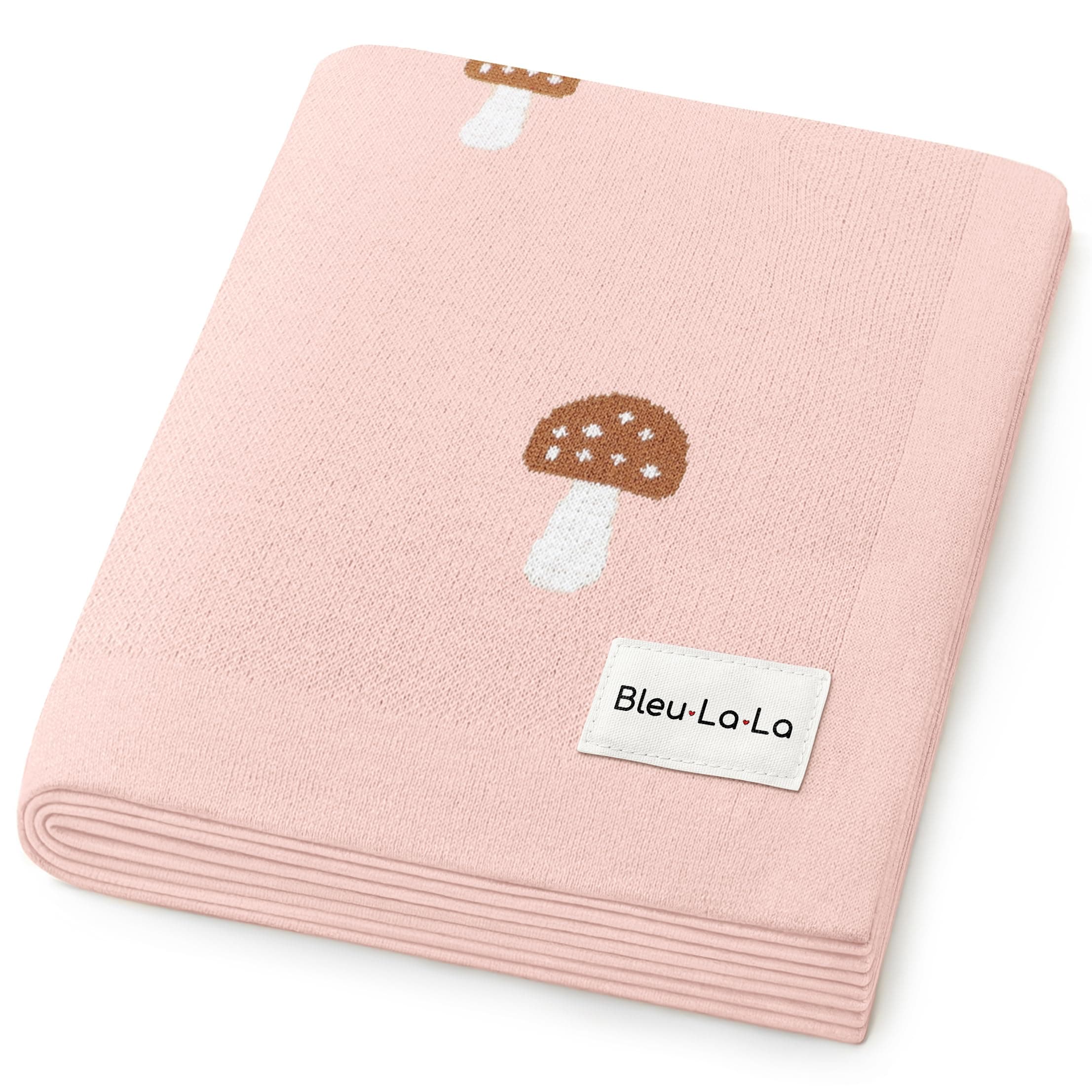 Bleu La La Whimsy Collection - 100% Luxury Cotton, Soft, Cozy, Lightweight, Receiving Blanket for Newborns & Infant Baby Boys & Girls (19 - Mushroom - Pink)