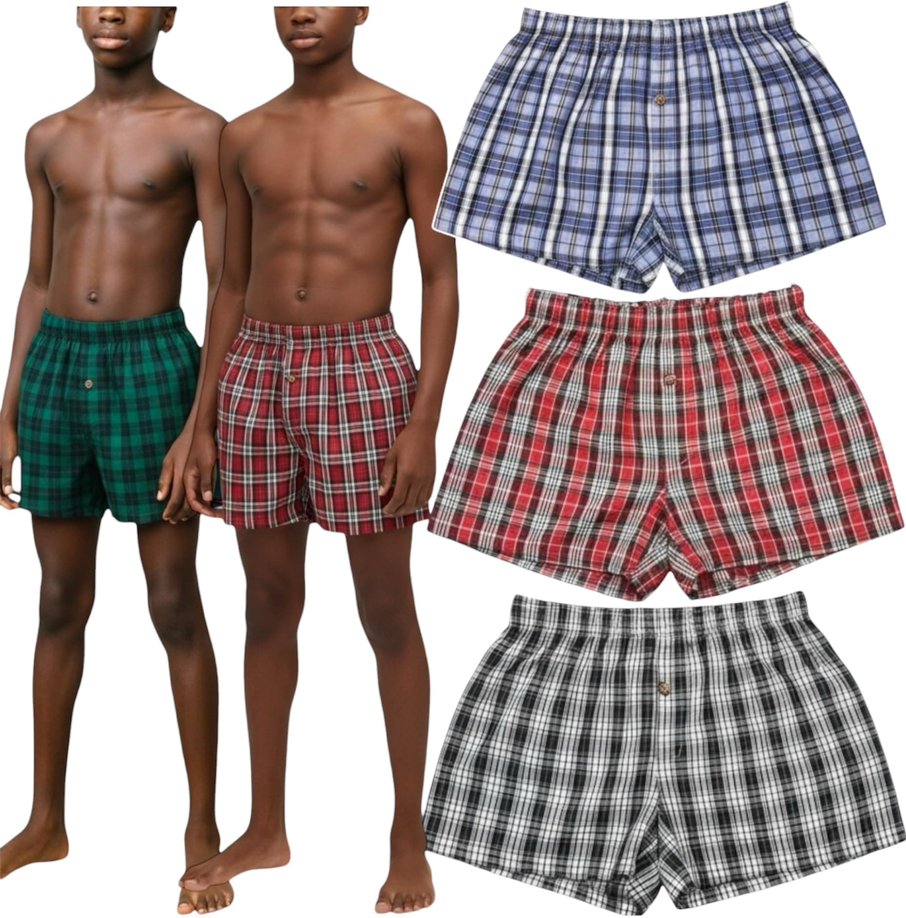 ToBeInStyle Boys' Pack of 3 or 6 Tartan Boxer Shorts Classic Fit No Gap Fly Comfortable Everyday Underwear, 3 Pack: Assorted, 4-6 Years