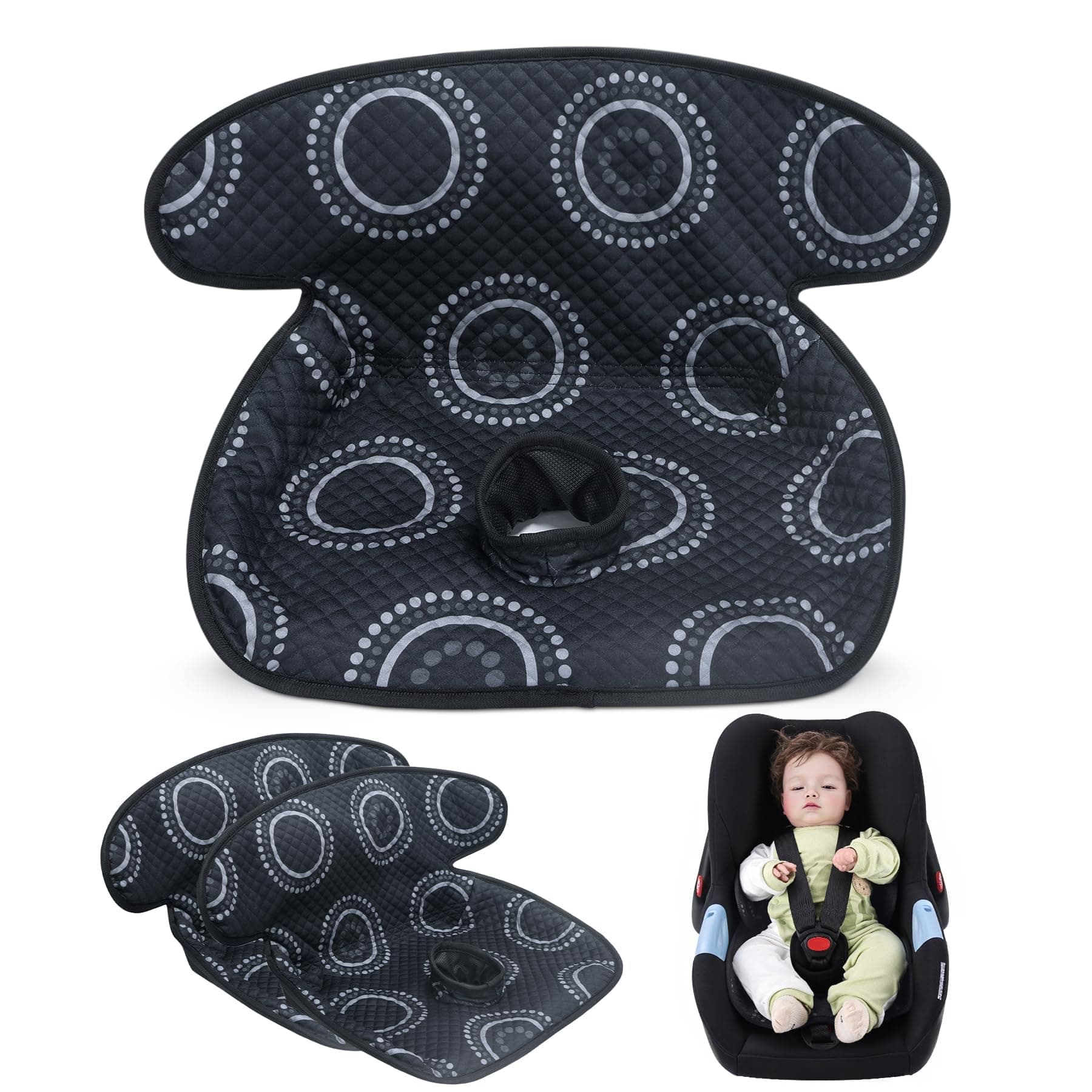 LITTOBEBE Piddle Pad, Car Seat Potty Training Protector, 2 Packs Waterproof Car Seat Cover with Anti-Slip Backing, Machine Washable Liner for Baby Toddler Carseat, Stroller (Black, 2PC)