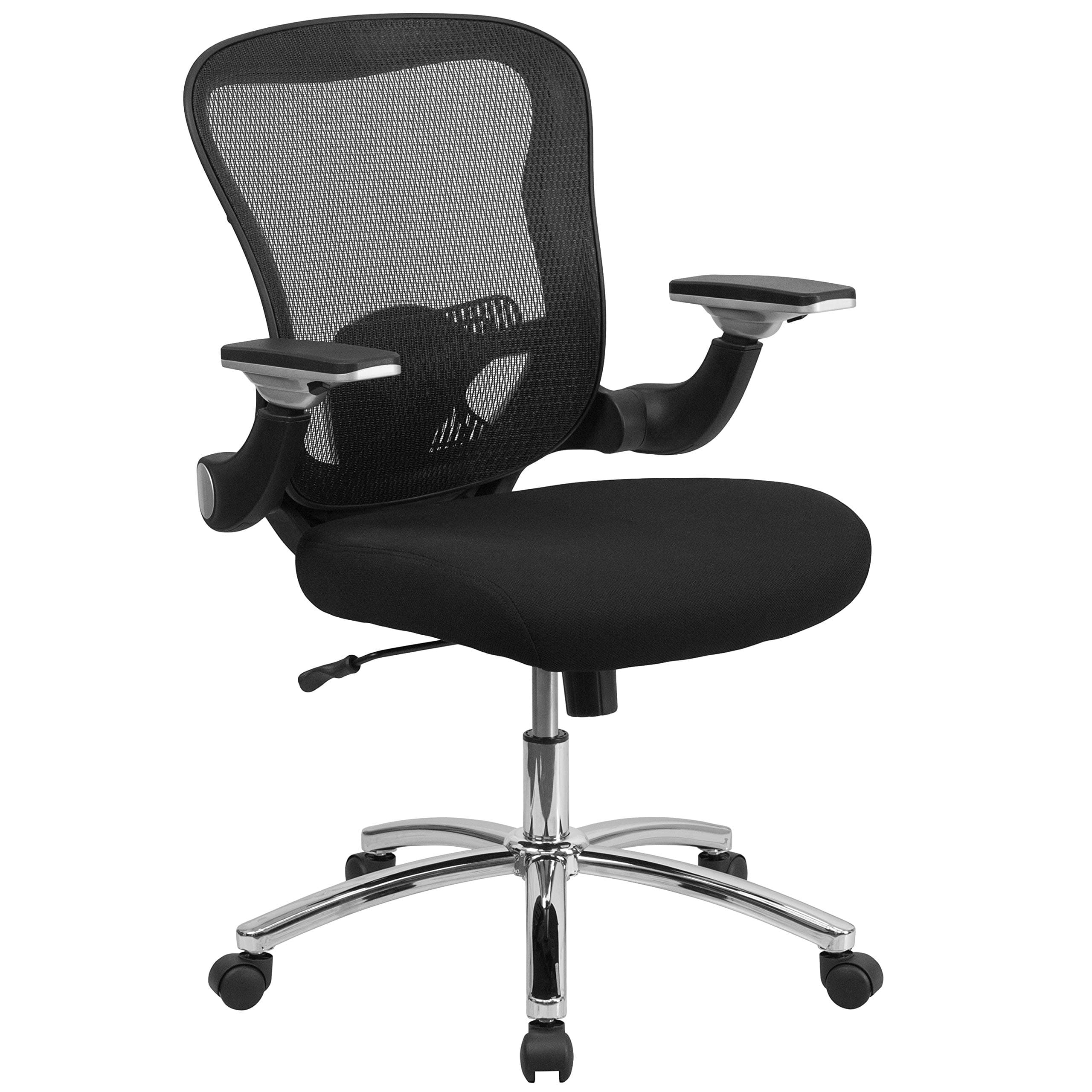 Flash Furniture GO-WY-87-2-GG Mid-Back Black Executive Swivel Office Chair with Mesh Padded Seat and Height Adjustable Flip-Up Arms