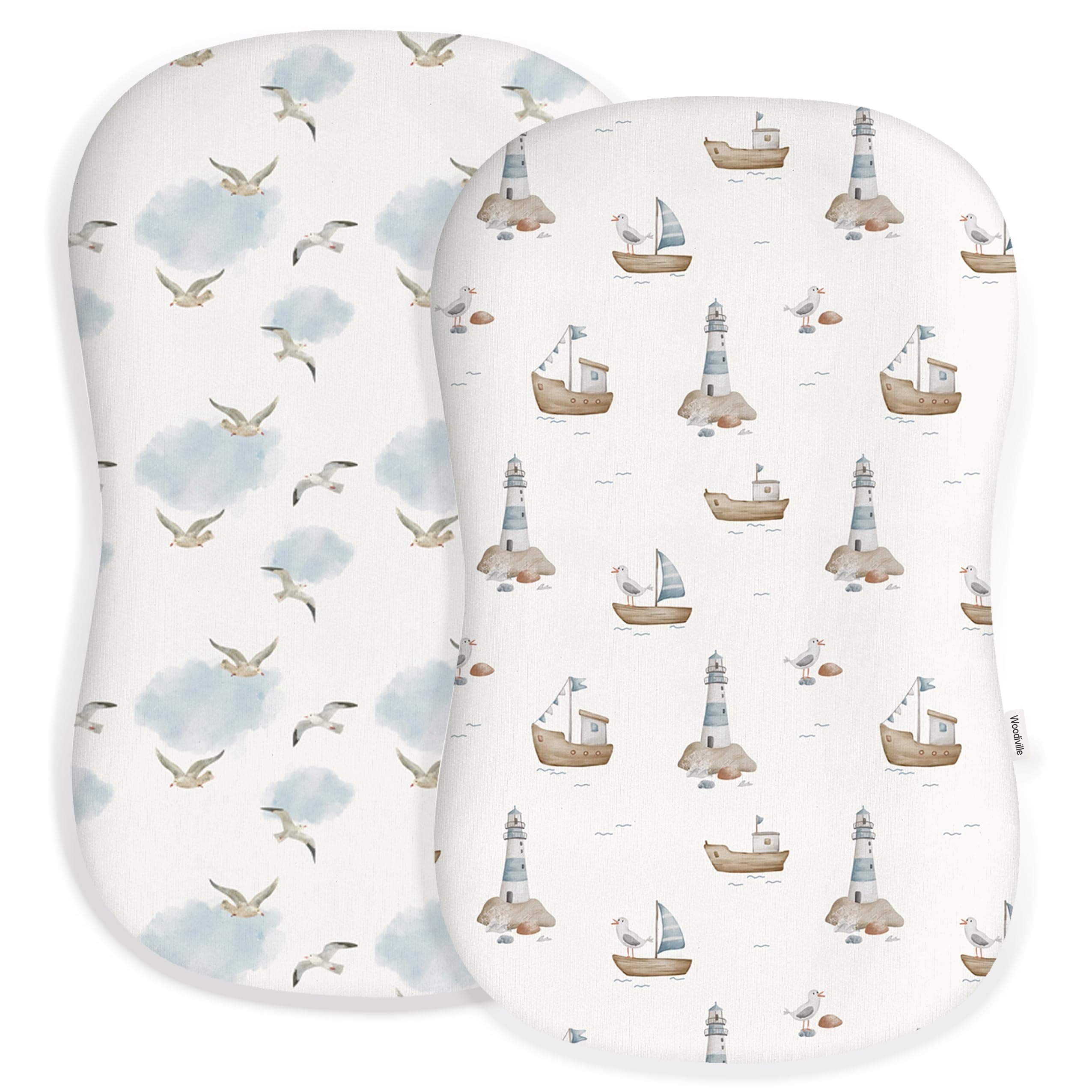 Woodiville Baby Lounger Cover for Boys and Girls, Soft Breathable Polyester Cover, Fits Most Lounger Pillows, Cute Patterns, Durable and Machine Washable (12-Boat, Envelope)